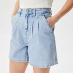Kadın Loose Fit Denim Açık Mavi Bermuda