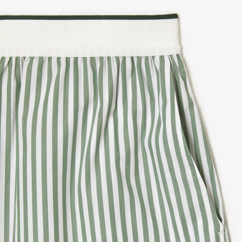 Kadın Çizgili Yeşil Bermuda