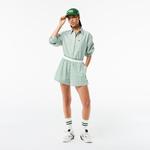 Kadın Çizgili Yeşil Bermuda