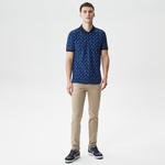 Erkek Slim Fit Desenli Lacivert Polo