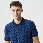 Erkek Slim Fit Desenli Lacivert Polo