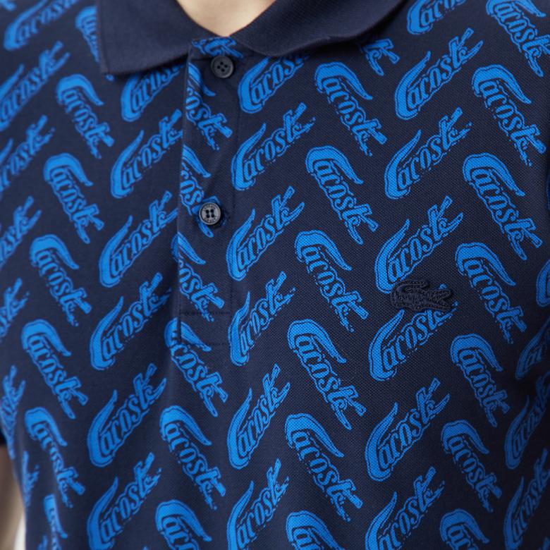 Erkek Slim Fit Desenli Lacivert Polo