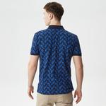 Erkek Slim Fit Desenli Lacivert Polo