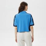 Kadın Loose Fit Renk Bloklu Mavi Polo