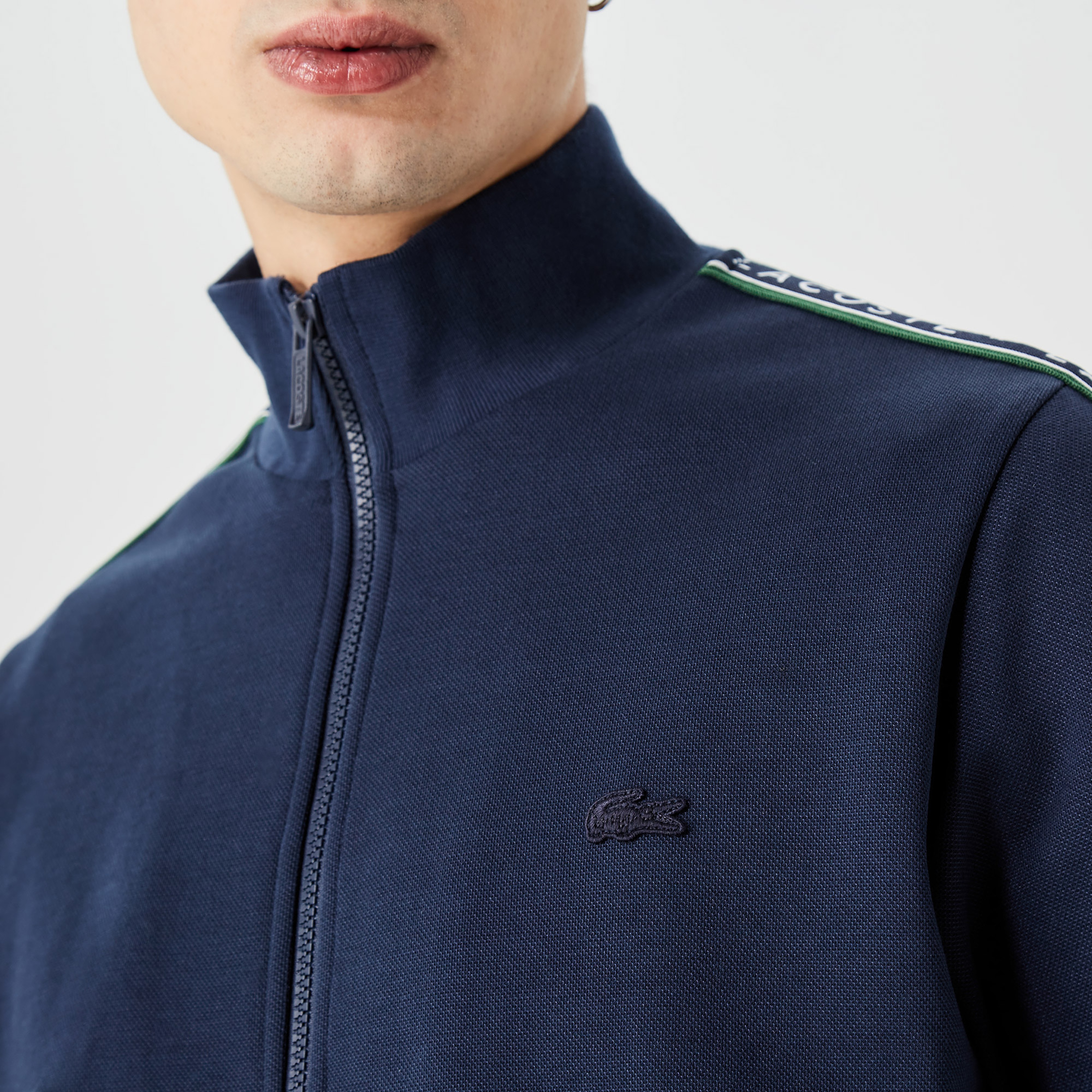 Erkek Regular Fit Fermuarlı Baskılı Lacivert Sweatshirt