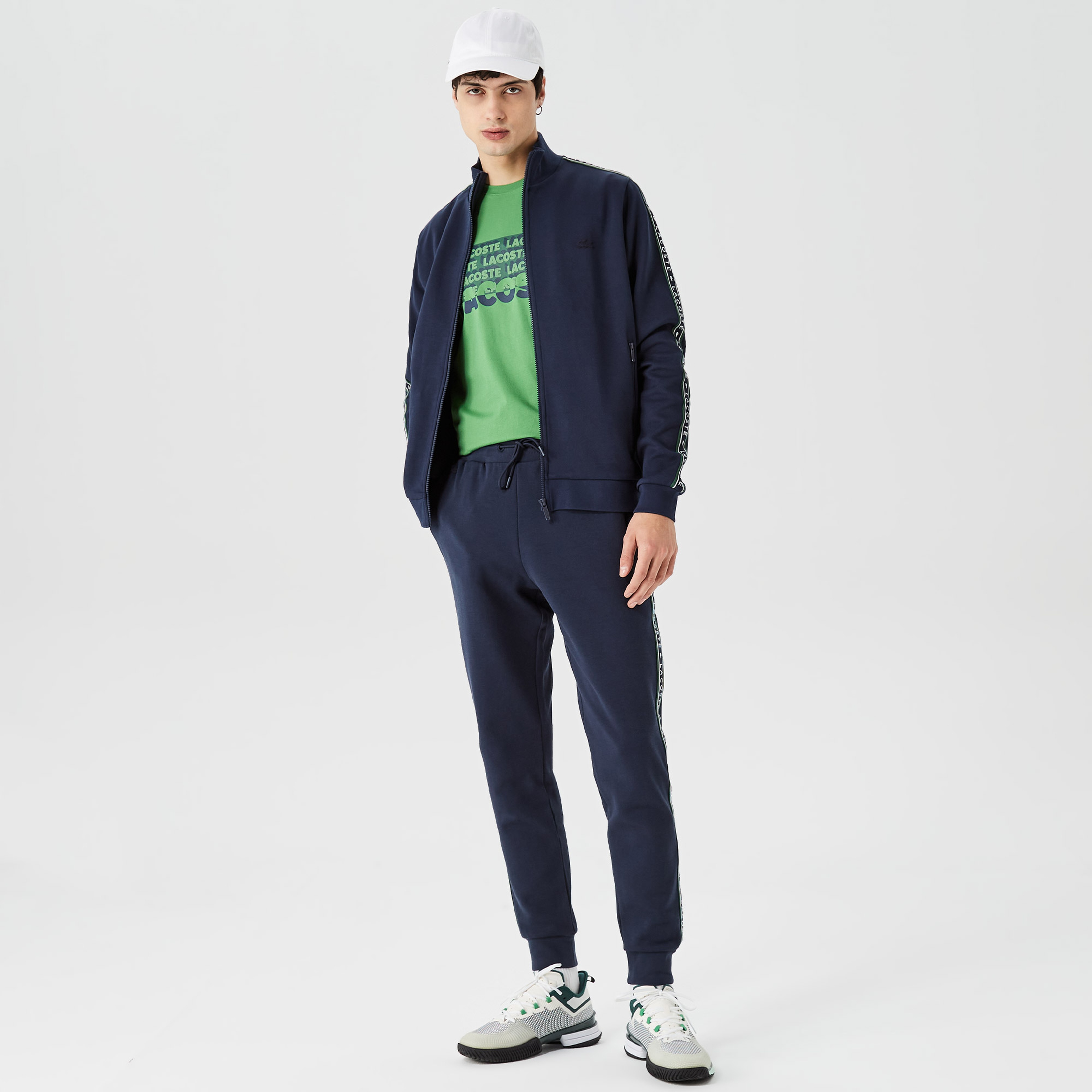 Erkek Regular Fit Fermuarlı Baskılı Lacivert Sweatshirt