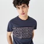 Erkek Regular Fit Bisiklet Yaka Baskılı Lacivert T-Shirt