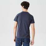 Erkek Regular Fit Bisiklet Yaka Baskılı Lacivert T-Shirt
