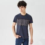 Erkek Regular Fit Bisiklet Yaka Baskılı Lacivert T-Shirt