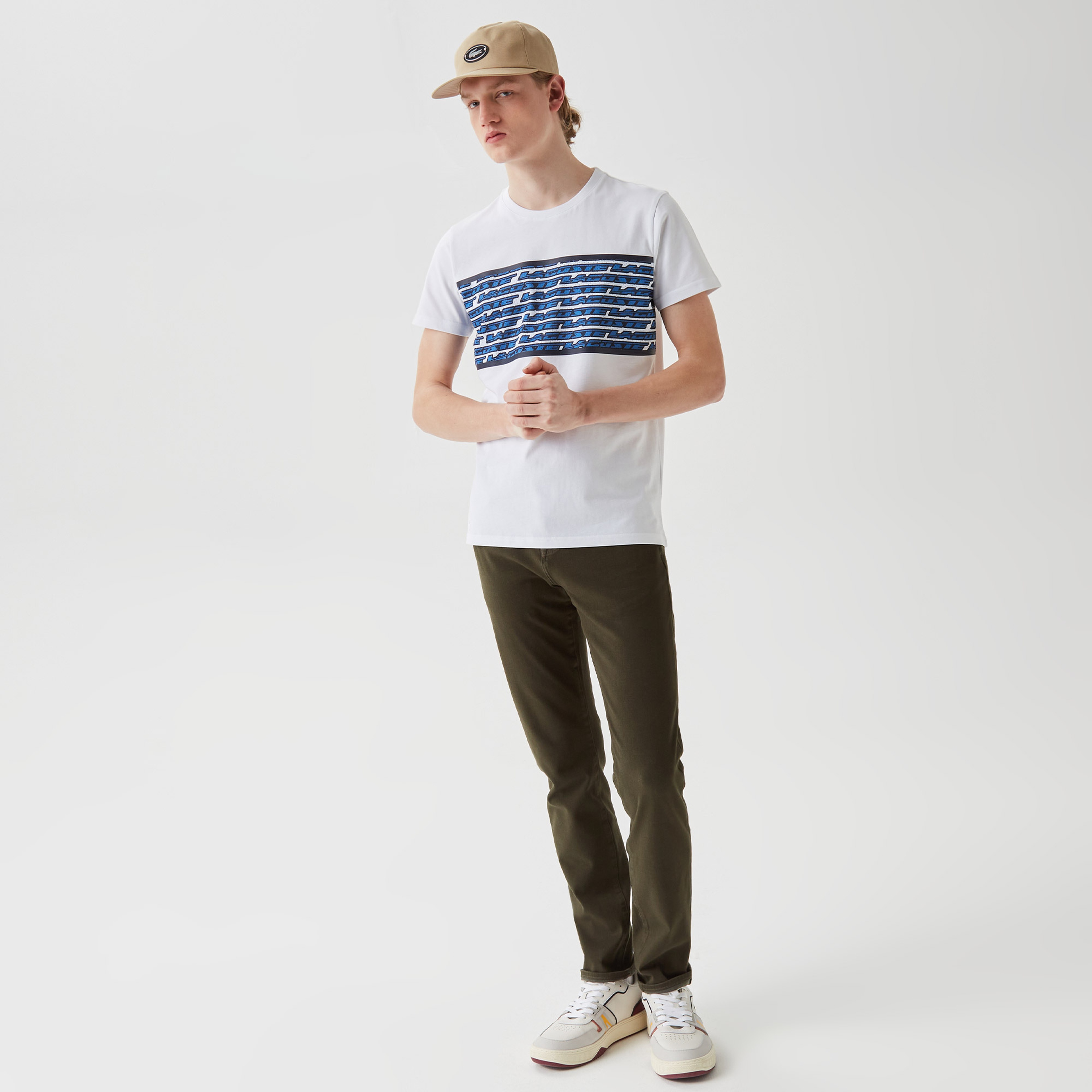 Erkek Regular Fit Bisiklet Yaka Baskılı Beyaz T-Shirt