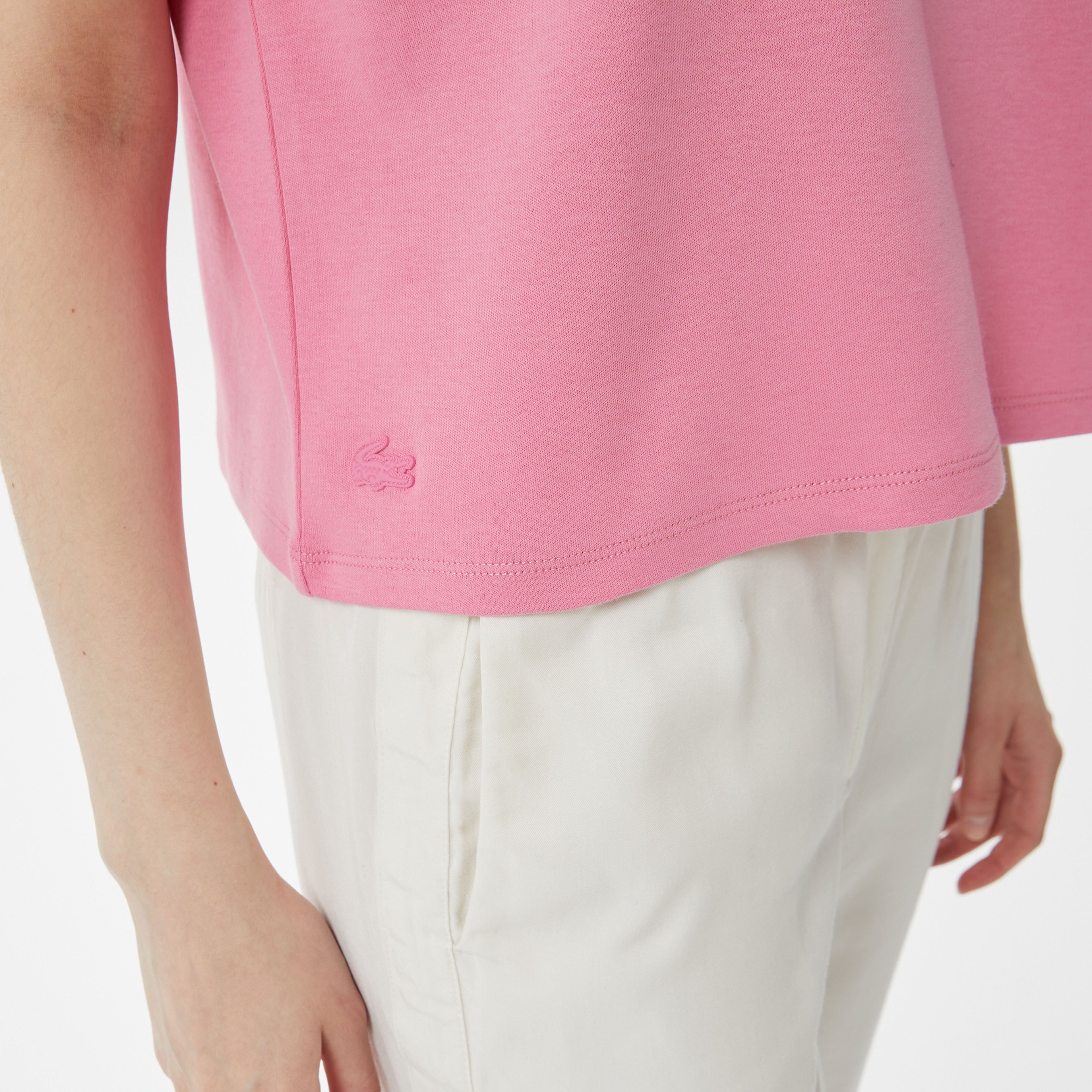 Kadın Loose Fit Bisiklet Yaka Baskılı Pembe T-Shirt