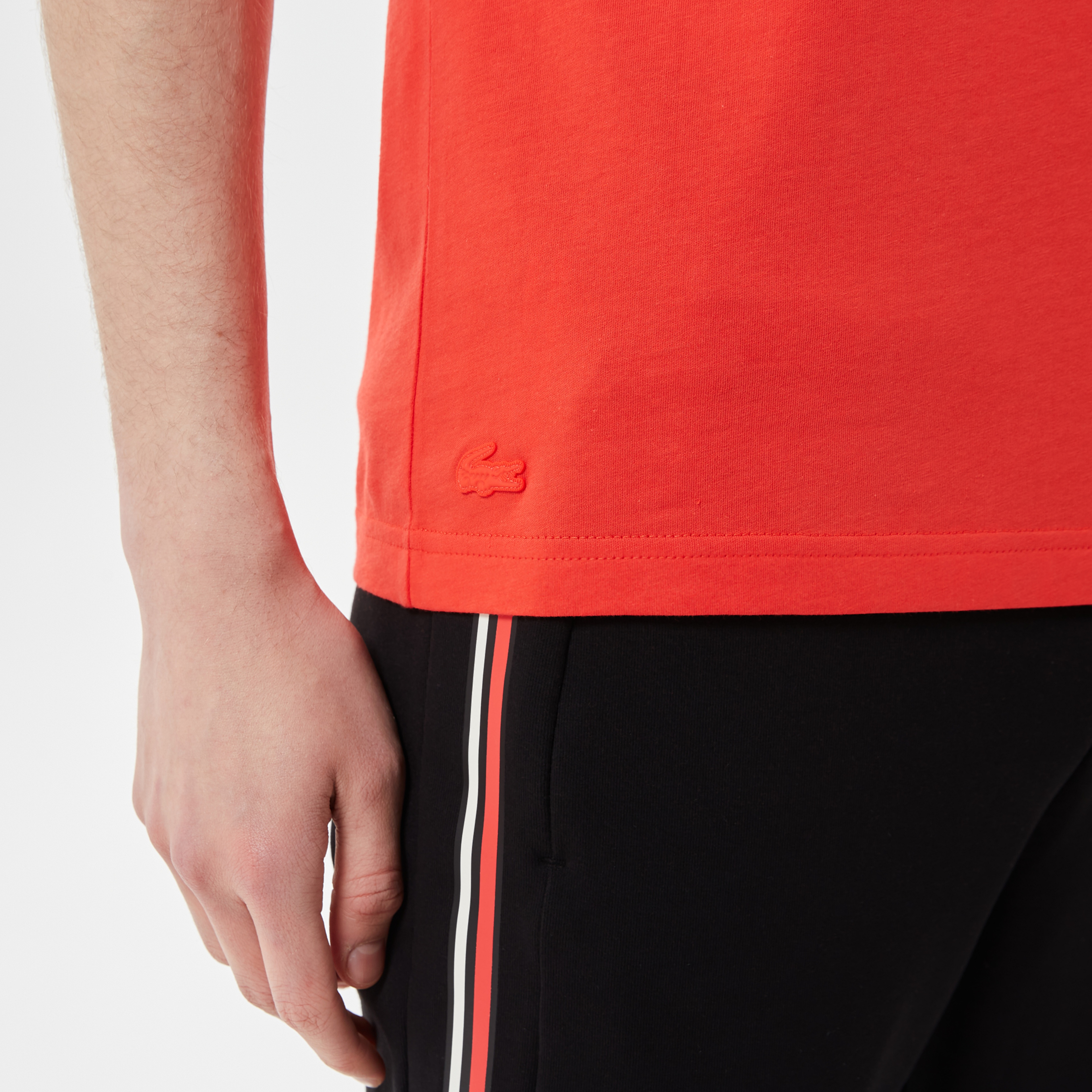 Erkek Slim Fit Bisiklet Yaka Baskılı Kırmızı T-Shirt