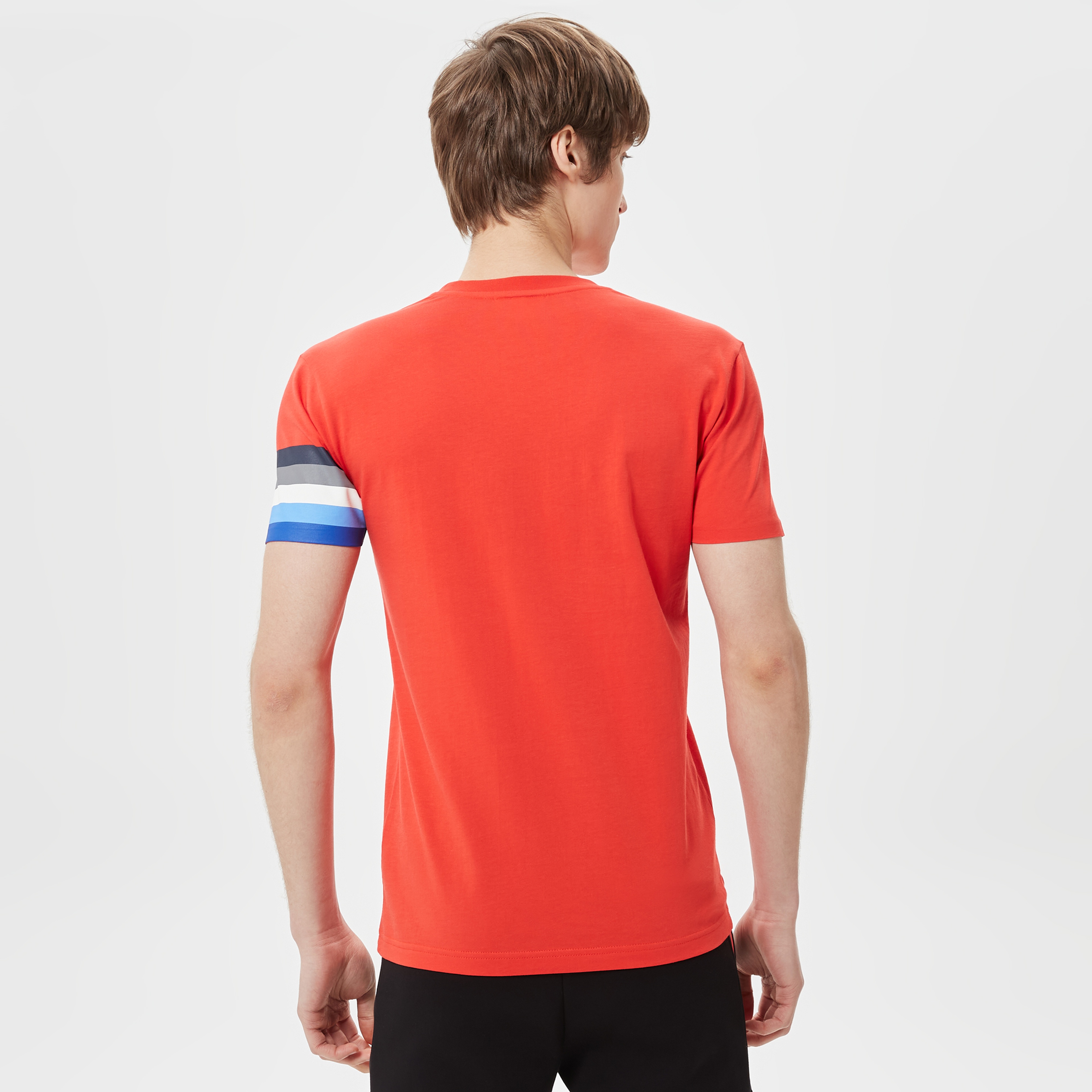 Erkek Slim Fit Bisiklet Yaka Baskılı Kırmızı T-Shirt