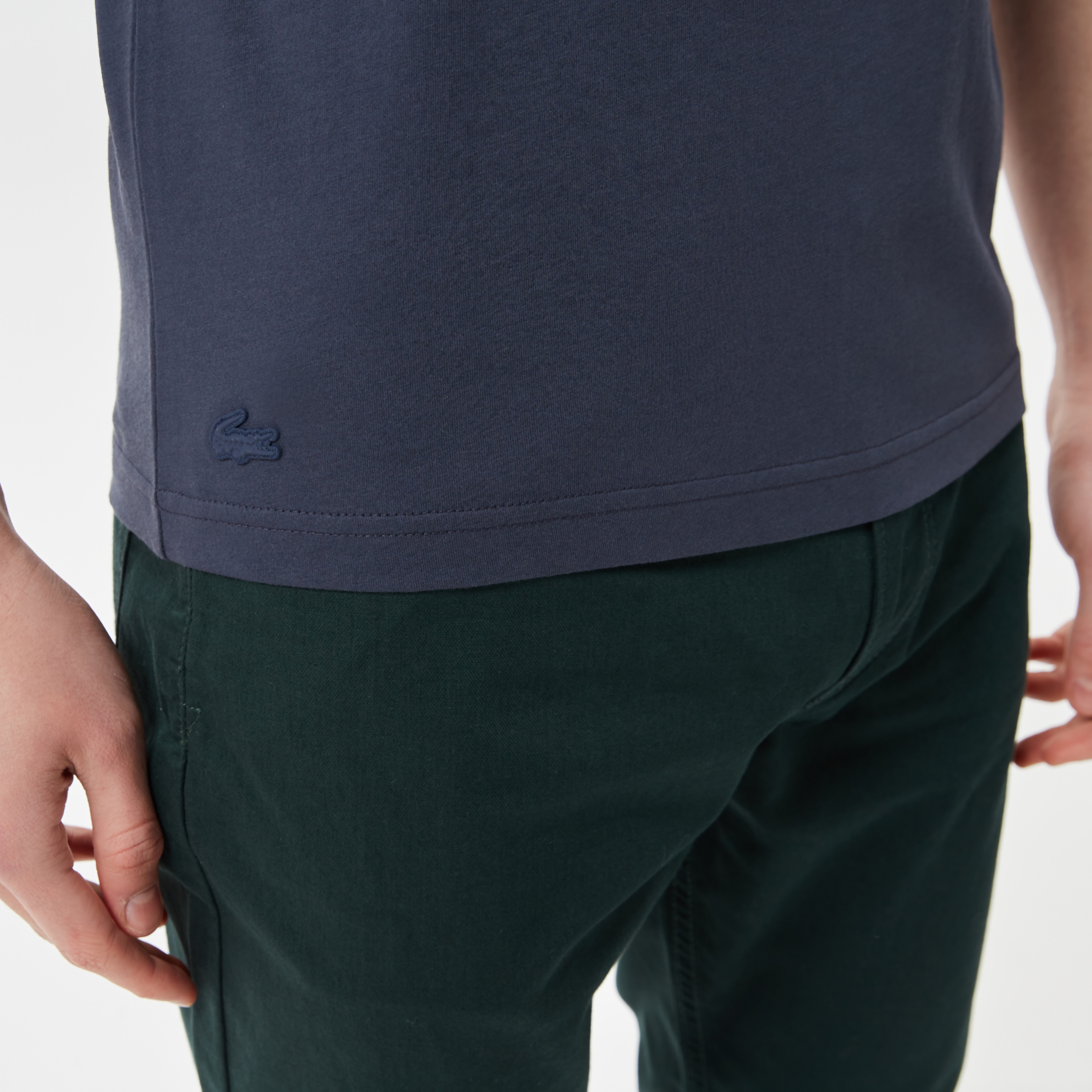 Lacoste Erkek Slim Fit Bisiklet Yaka Baskılı Lacivert T-Shirt