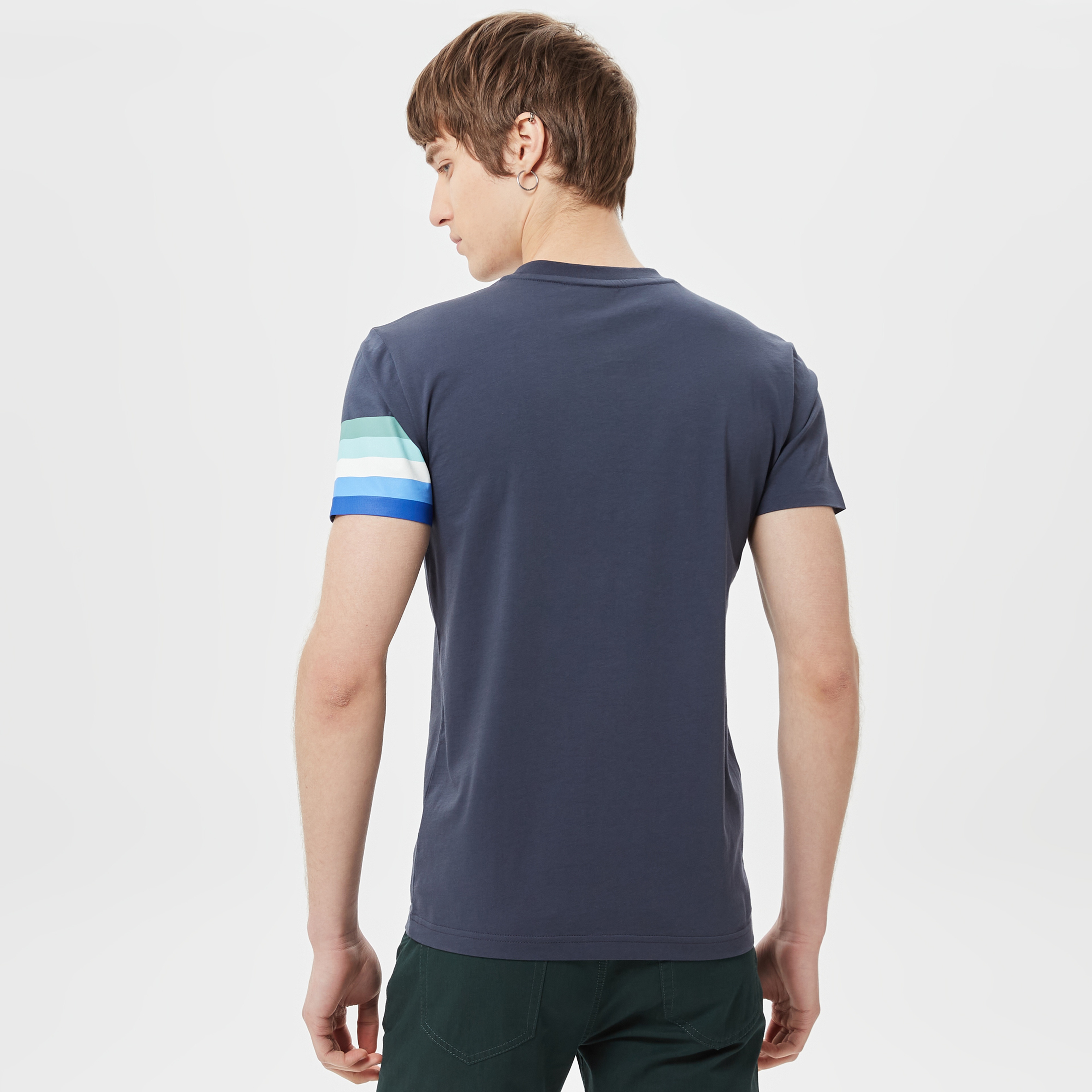 Lacoste Erkek Slim Fit Bisiklet Yaka Baskılı Lacivert T-Shirt