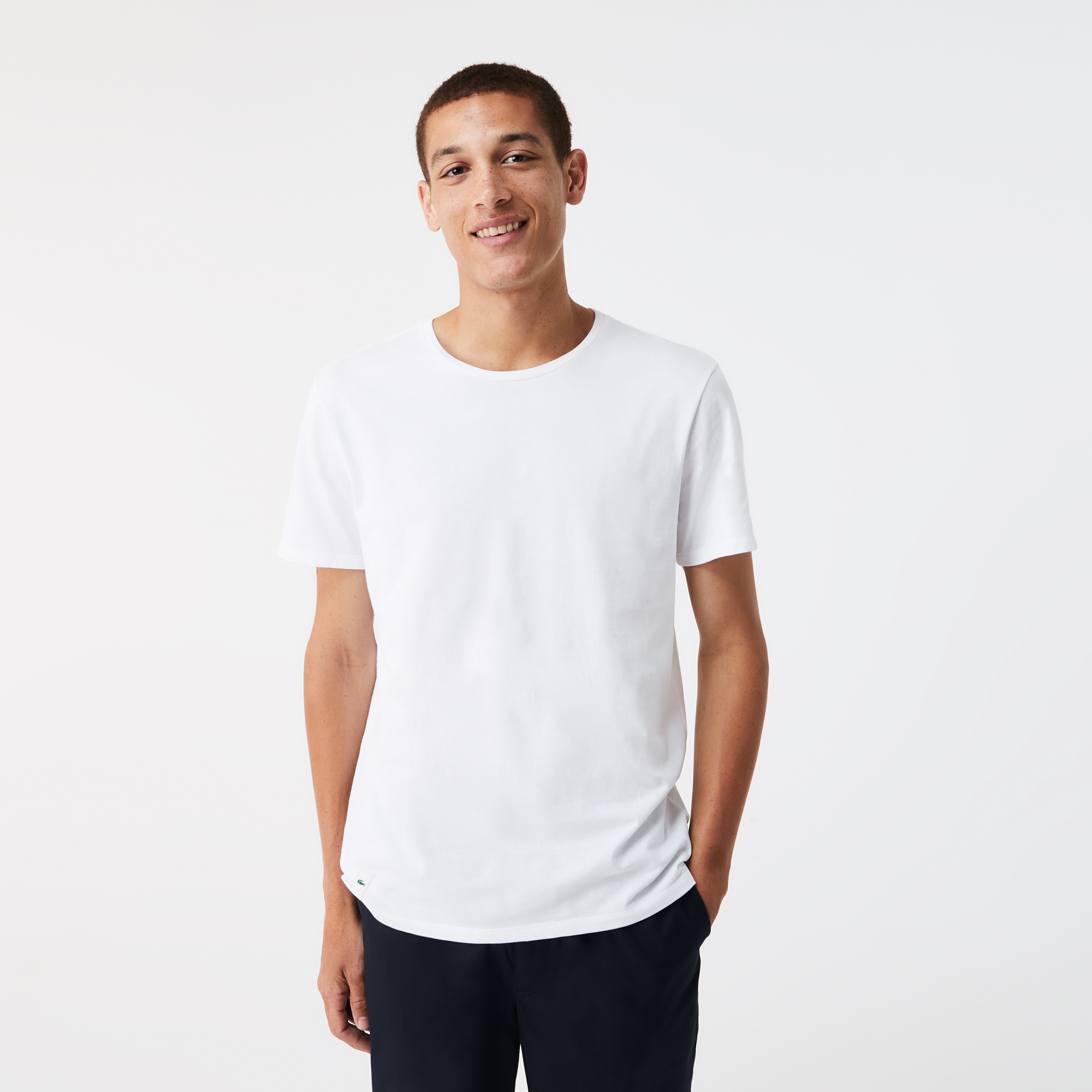 Erkek Slim Fit Bisiklet Yaka 3'lü Beyaz T-Shirt