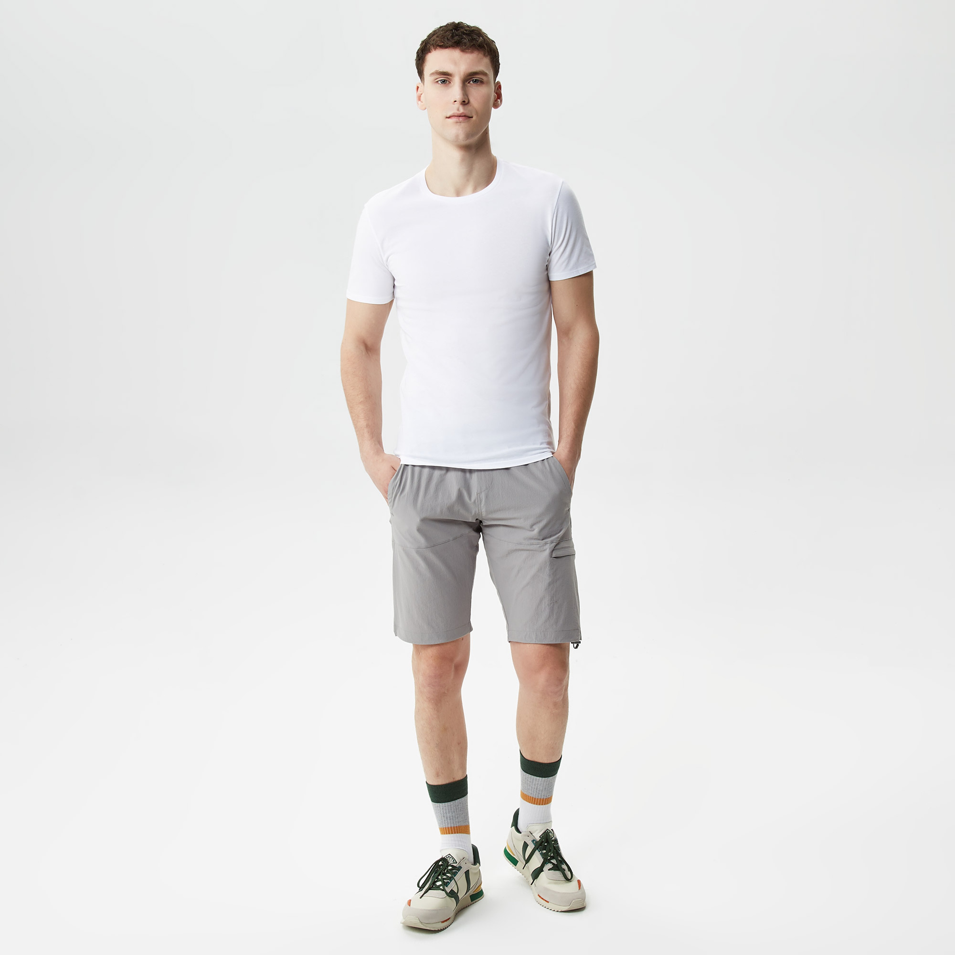 Erkek Slim Fit Bisiklet Yaka 3'lü Beyaz T-Shirt
