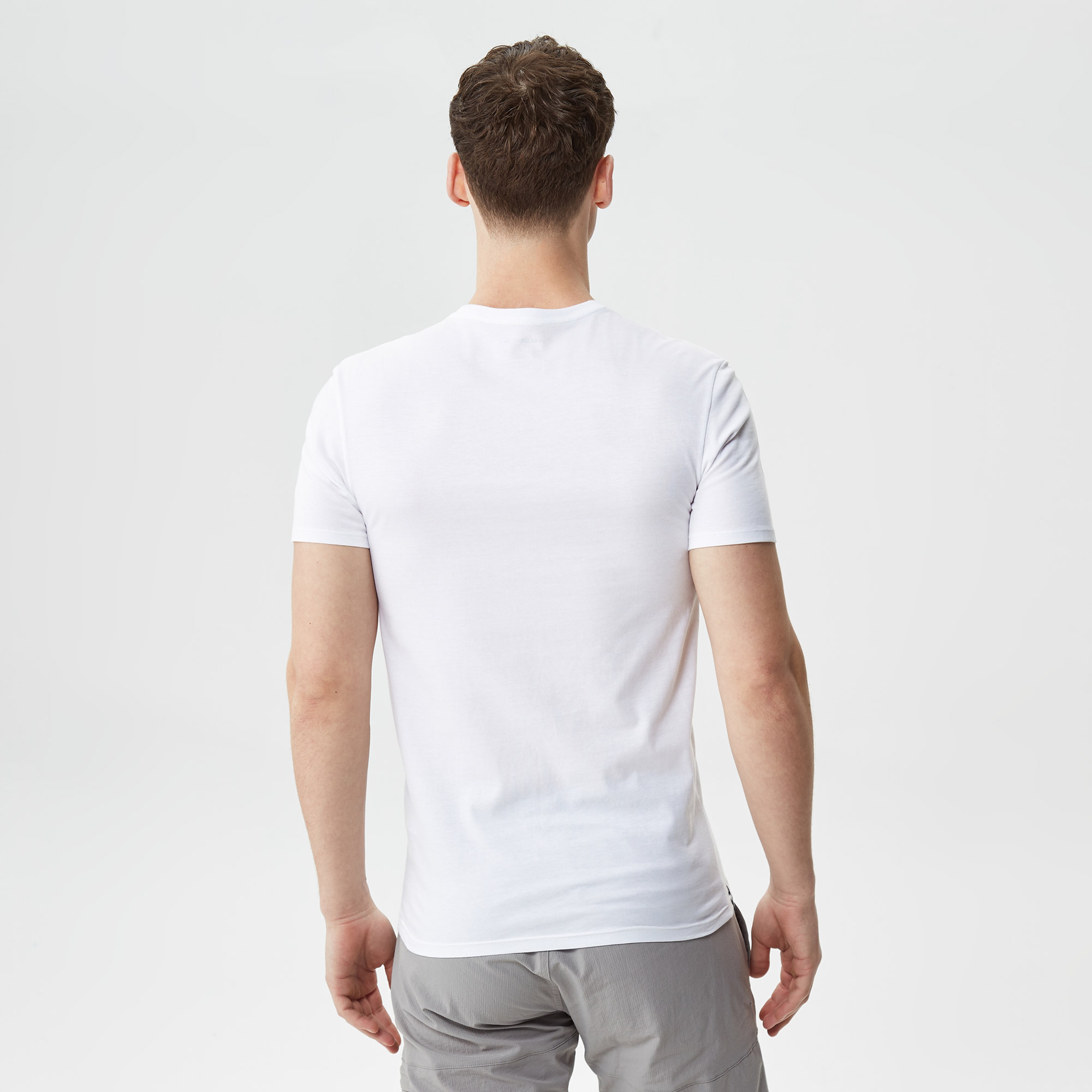 Erkek Slim Fit Bisiklet Yaka 3'lü Beyaz T-Shirt