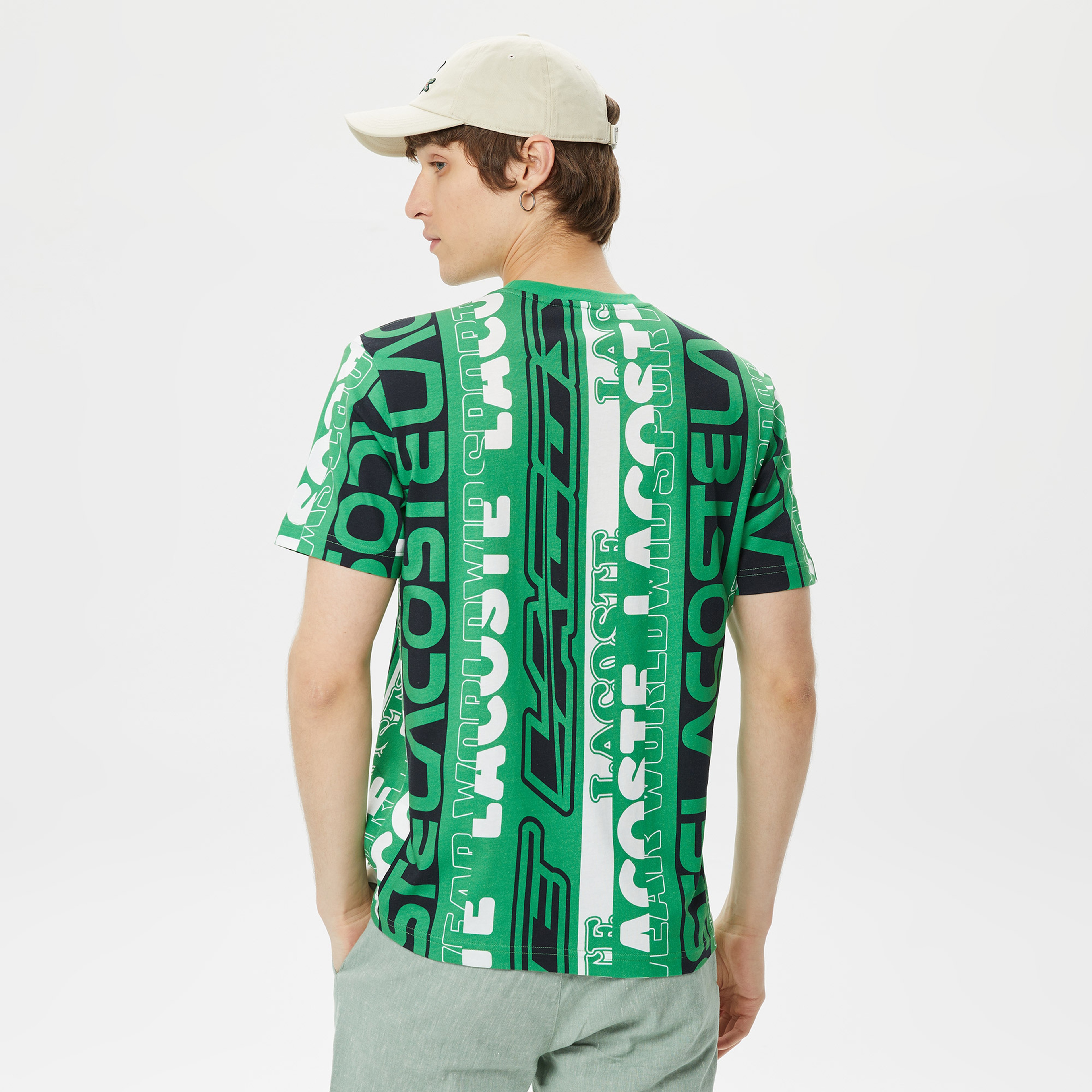 Erkek Regular Fit Bisiklet Yaka Baskılı Yeşil T-Shirt