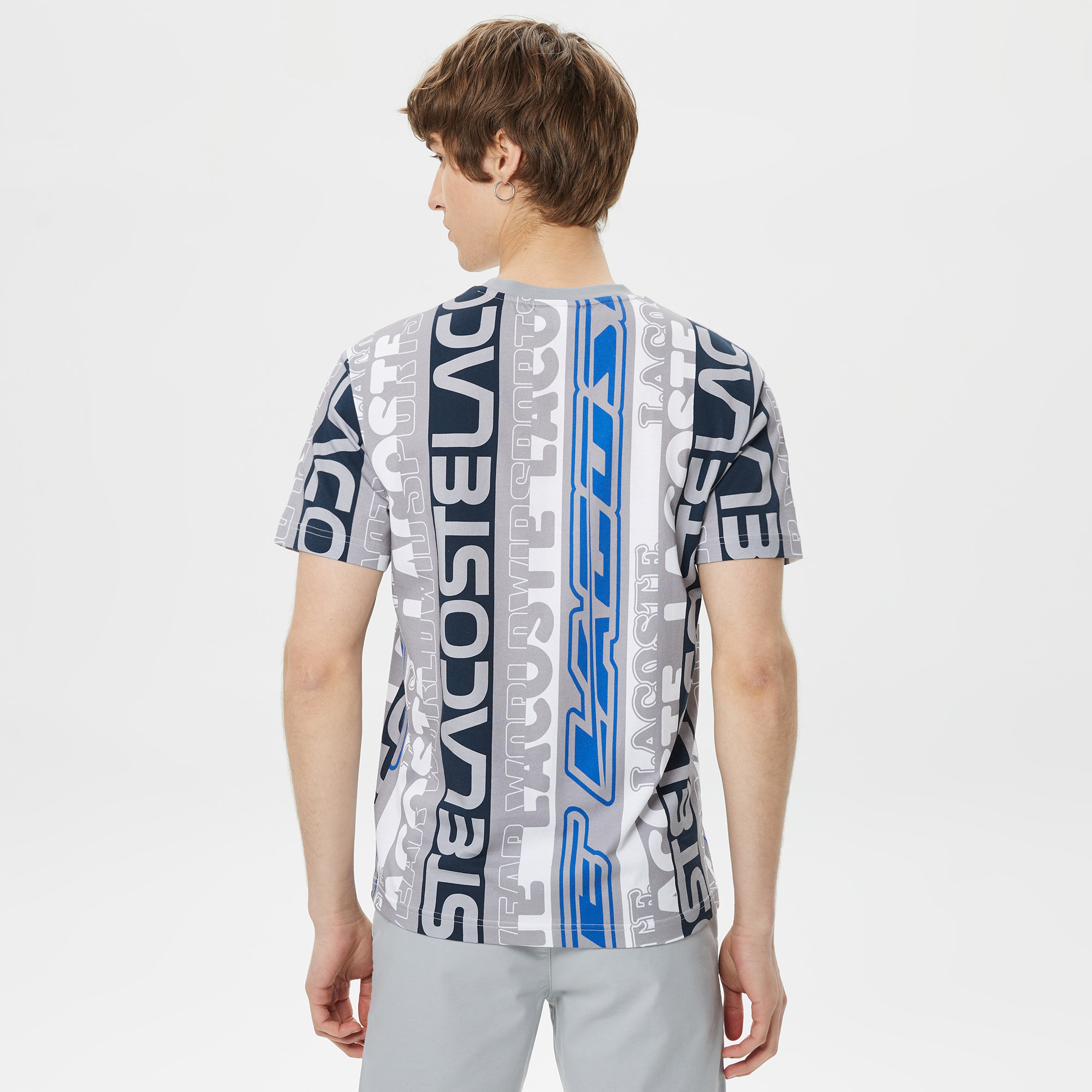 Erkek Regular Fit Bisiklet Yaka Baskılı Gri T-Shirt