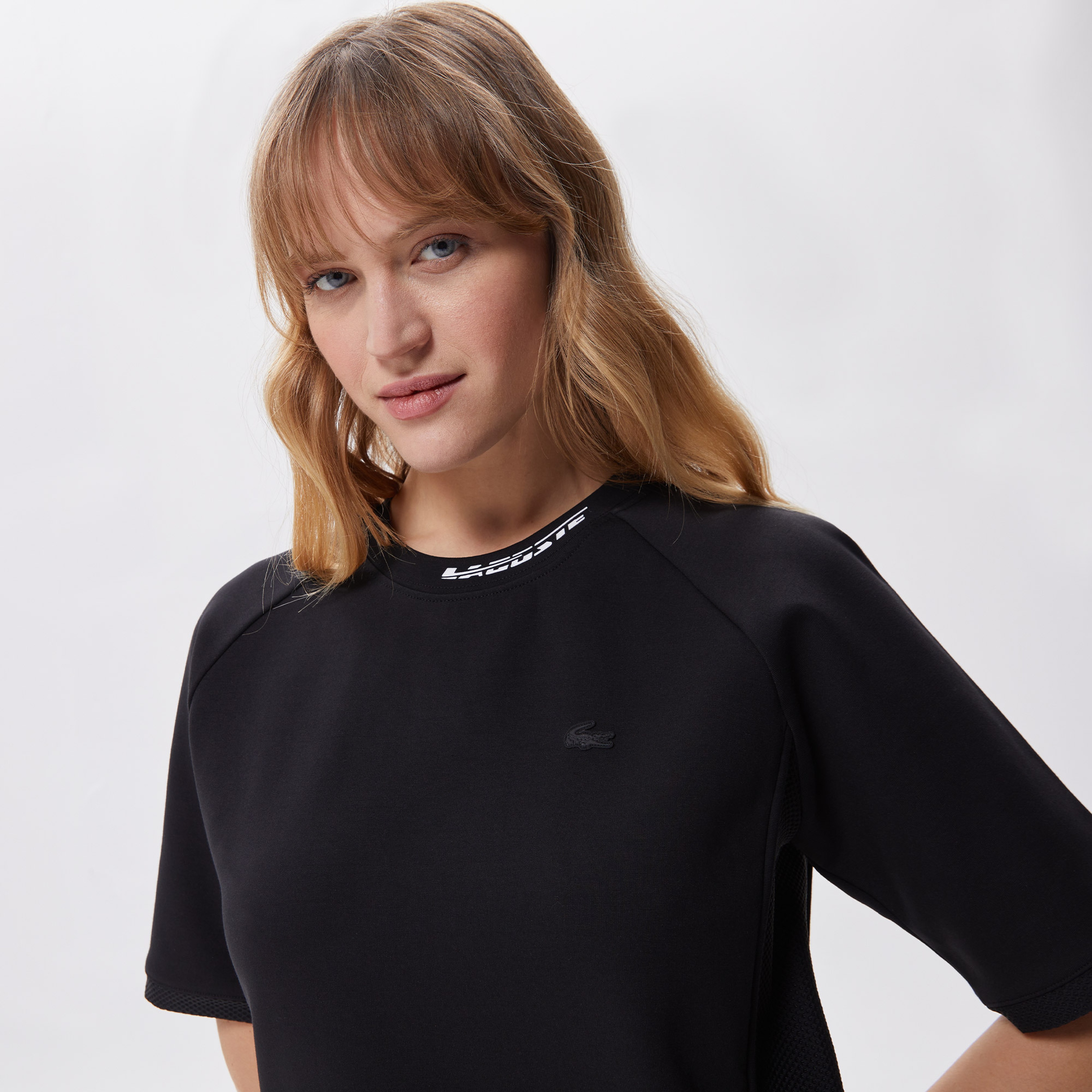 Kadın Regular Fit Kısa Kollu Bisiklet Yaka Siyah Elbise