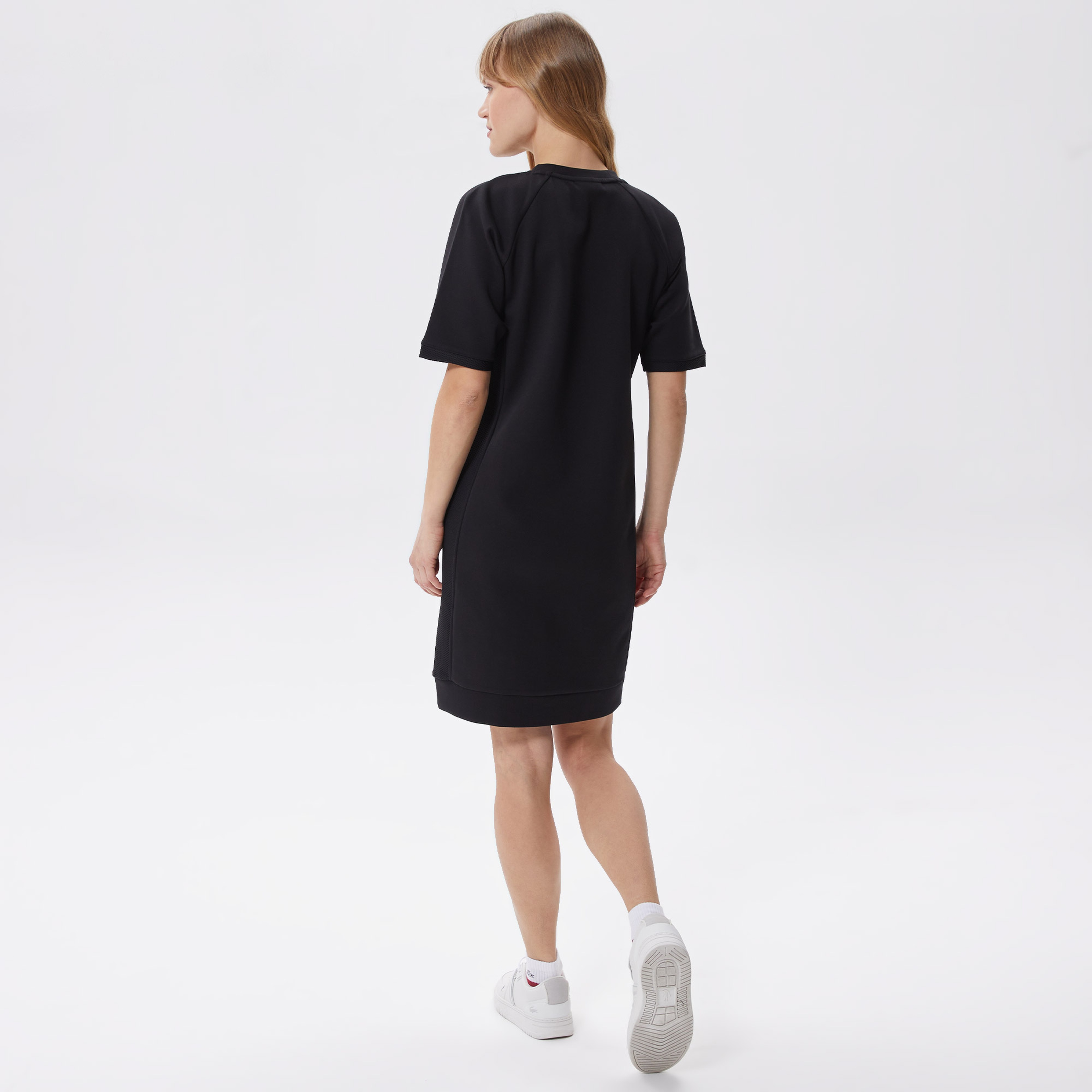 Kadın Regular Fit Kısa Kollu Bisiklet Yaka Siyah Elbise