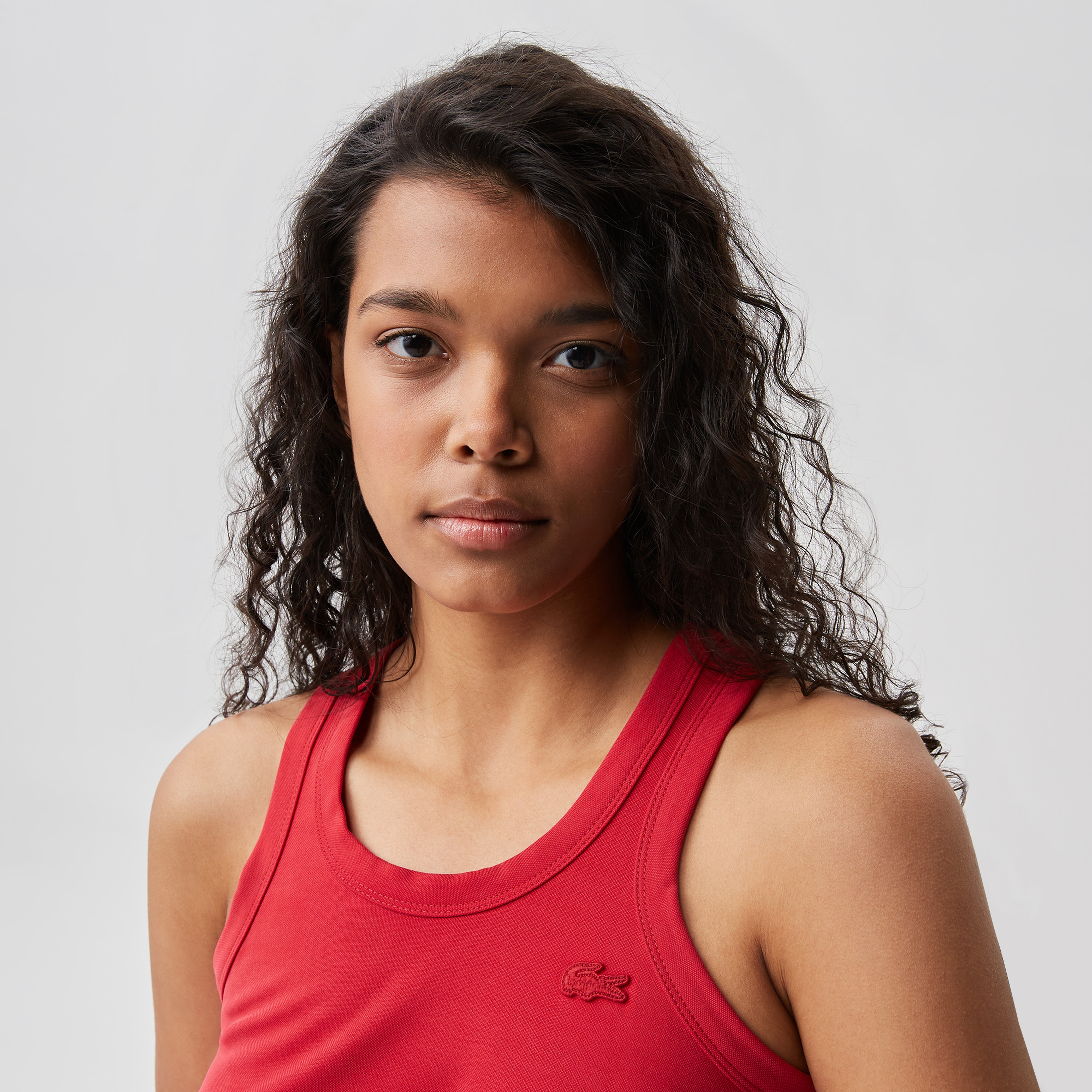 Kadın Loose Fit Kolsuz V Yaka Kırmızı Elbise