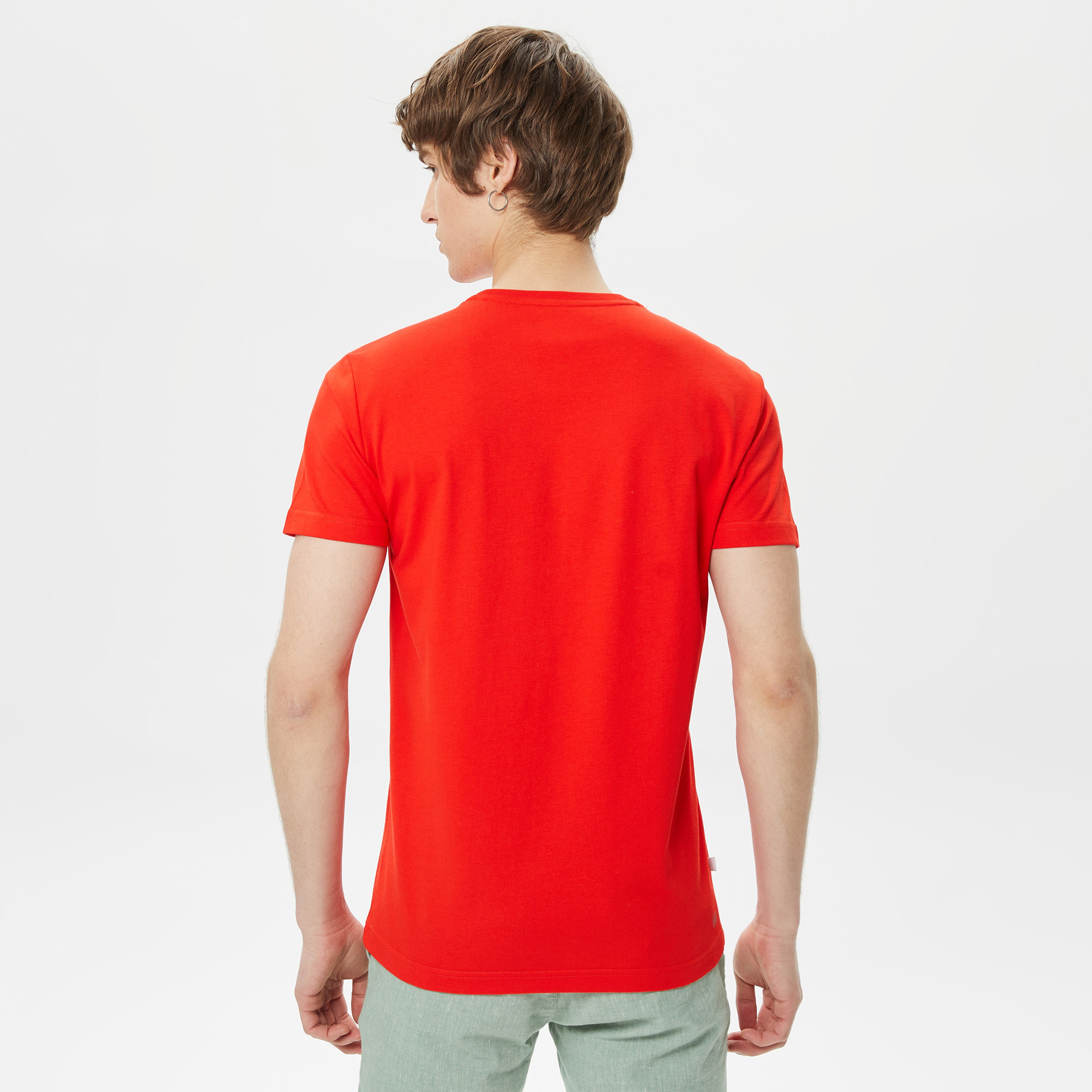 Lacoste SPORT Erkek Regular Fit Bisiklet Yaka Baskılı Kırmızı T-Shirt