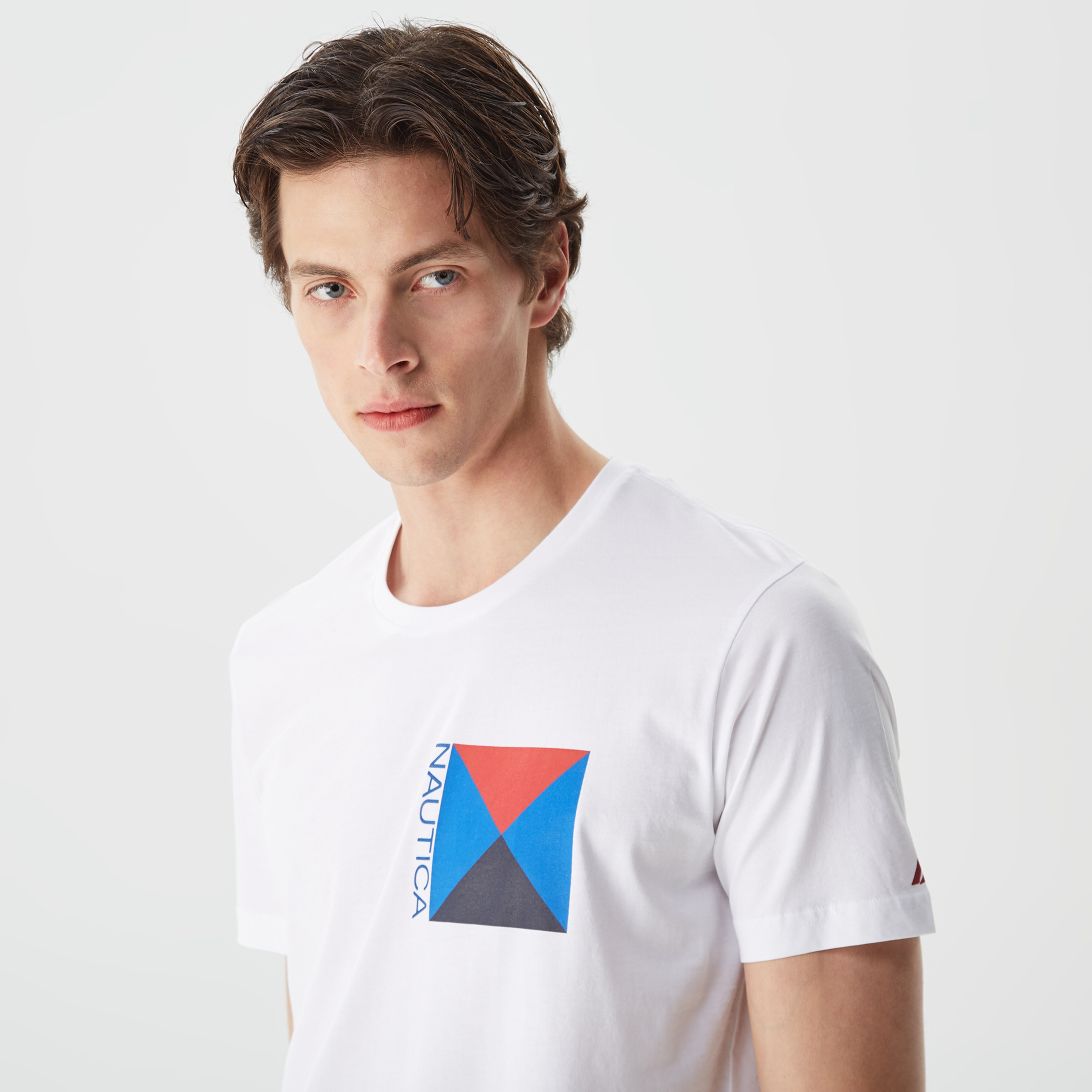 Nautica Erkek Beyaz Baskılı Standart Fit T-Shirt