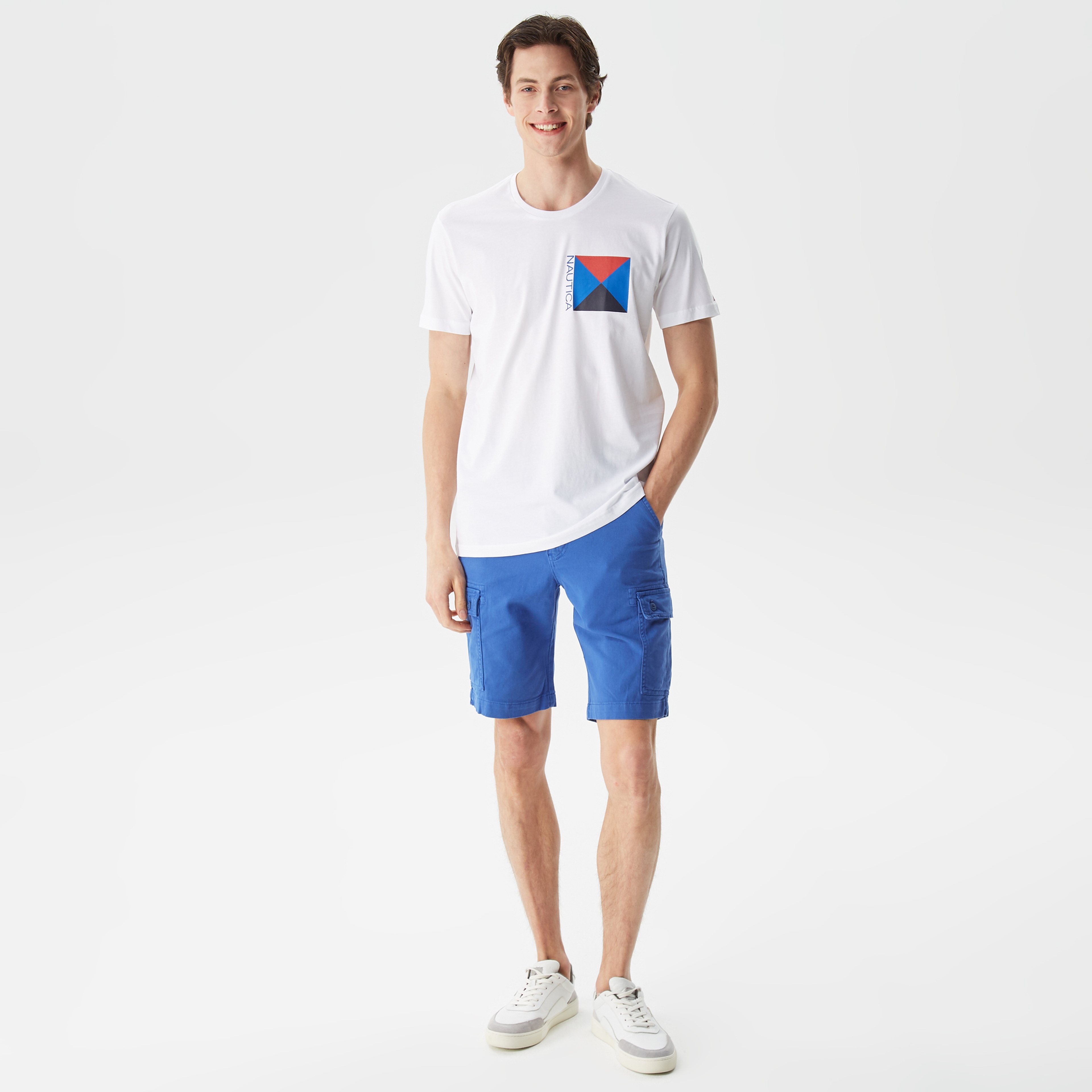 Nautica Erkek Beyaz Baskılı Standart Fit T-Shirt
