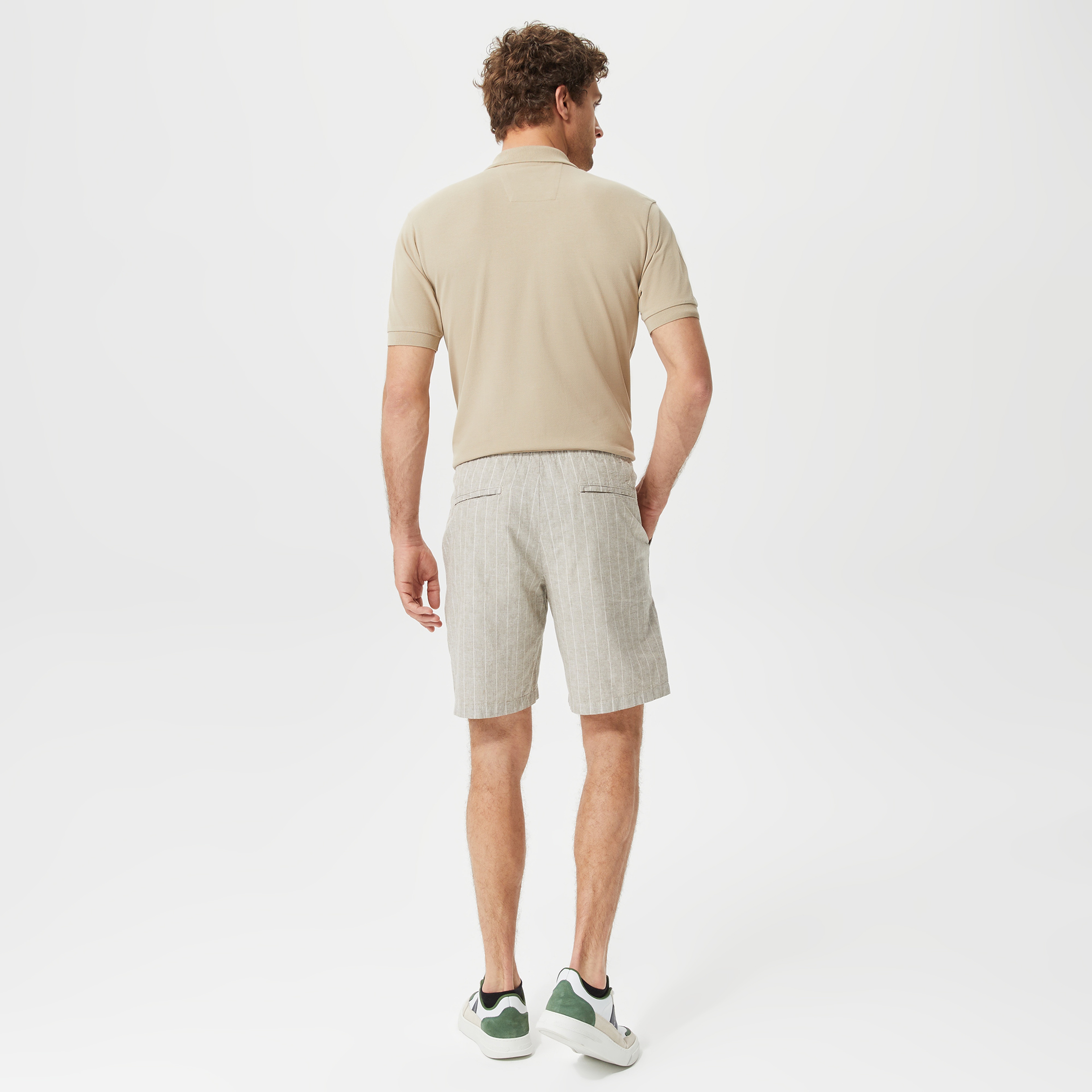 Nautica Erkek Krem Çizgili Bermuda