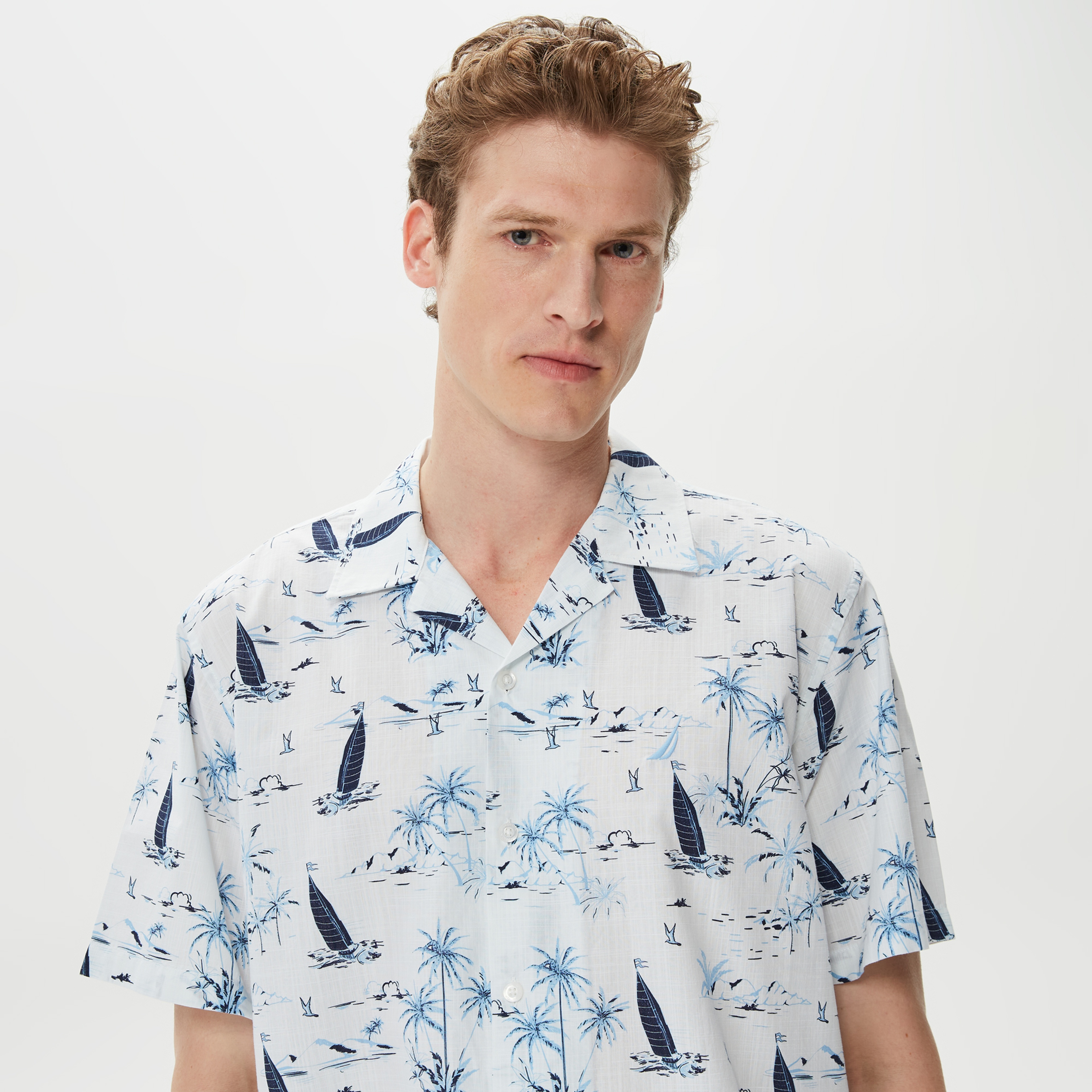 Nautica Erkek Beyaz Classic Fit Kısa Kollu Gömlek