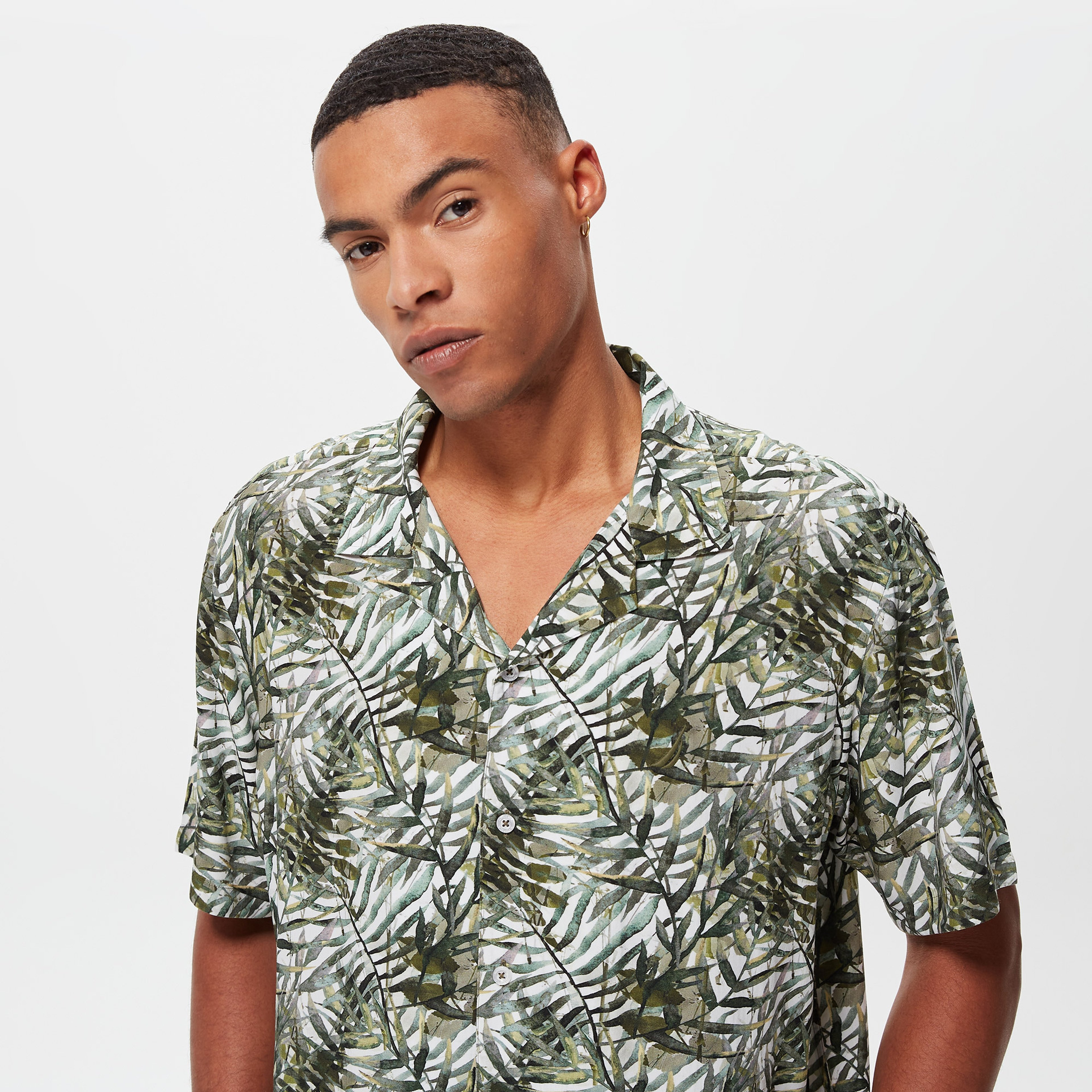 Nautica Erkek Yeşil Kısa Kollu Desenli Gömlek