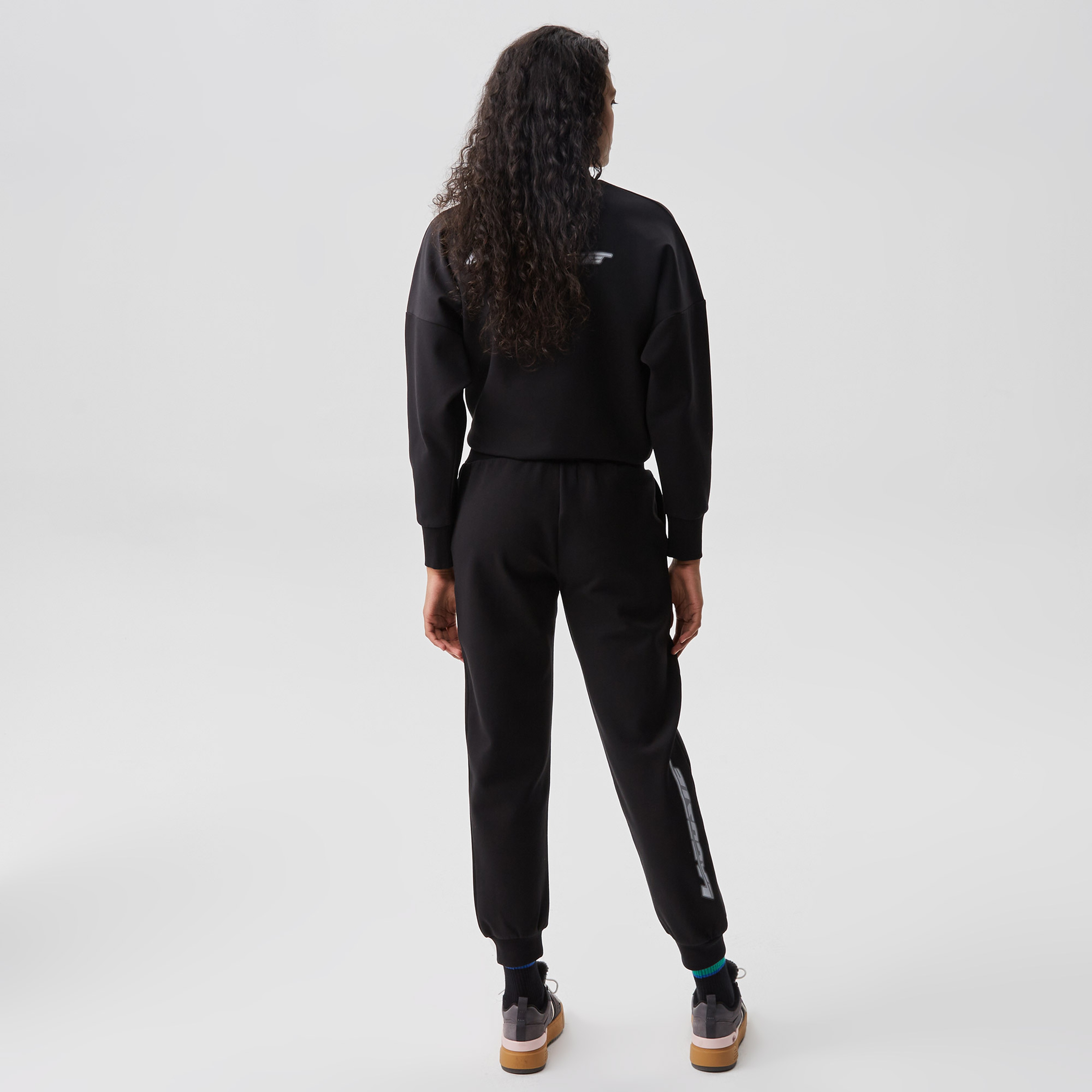 Kadın Slim Fit Baskılı Siyah Eşofman Altı