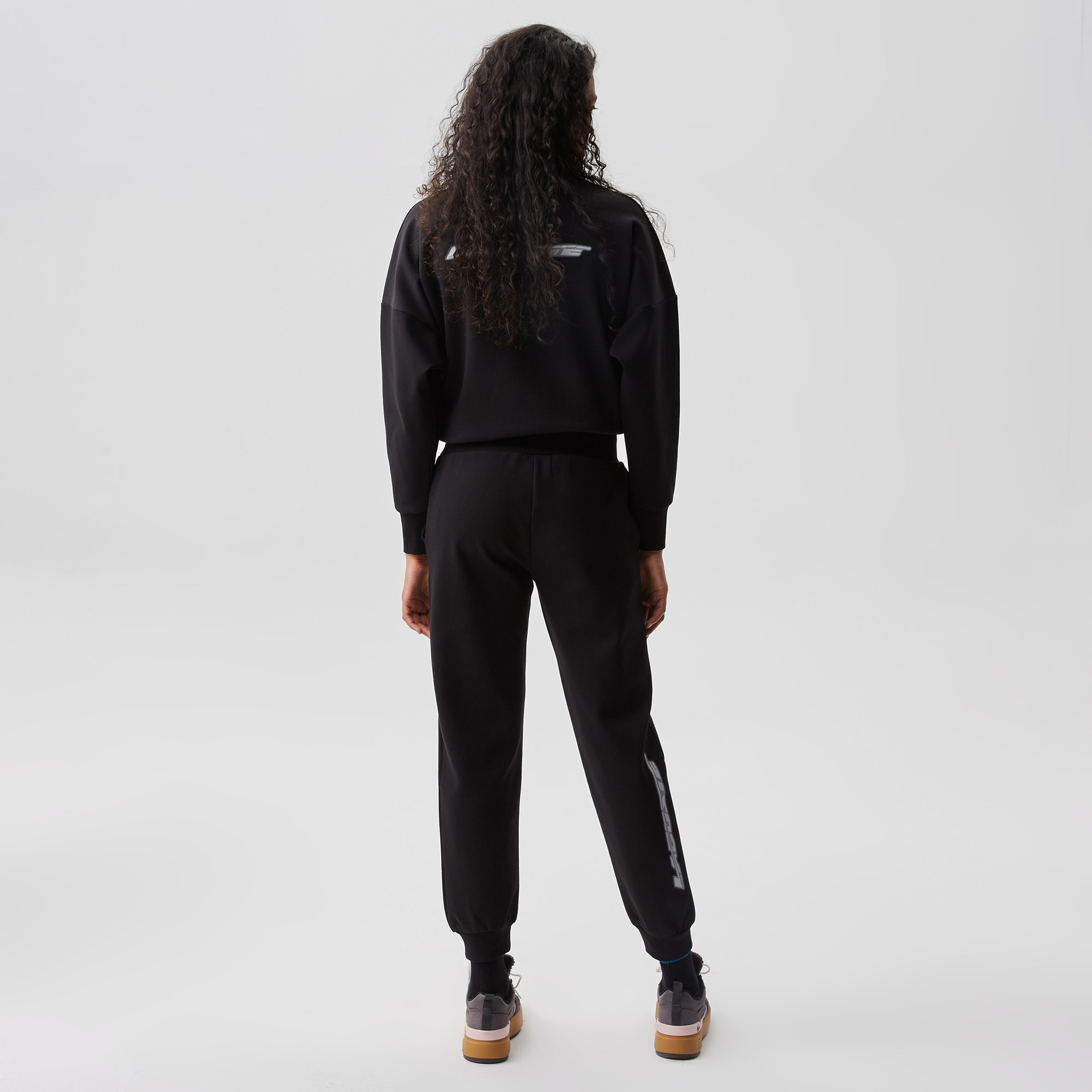 Kadın Slim Fit Baskılı Siyah Eşofman Altı