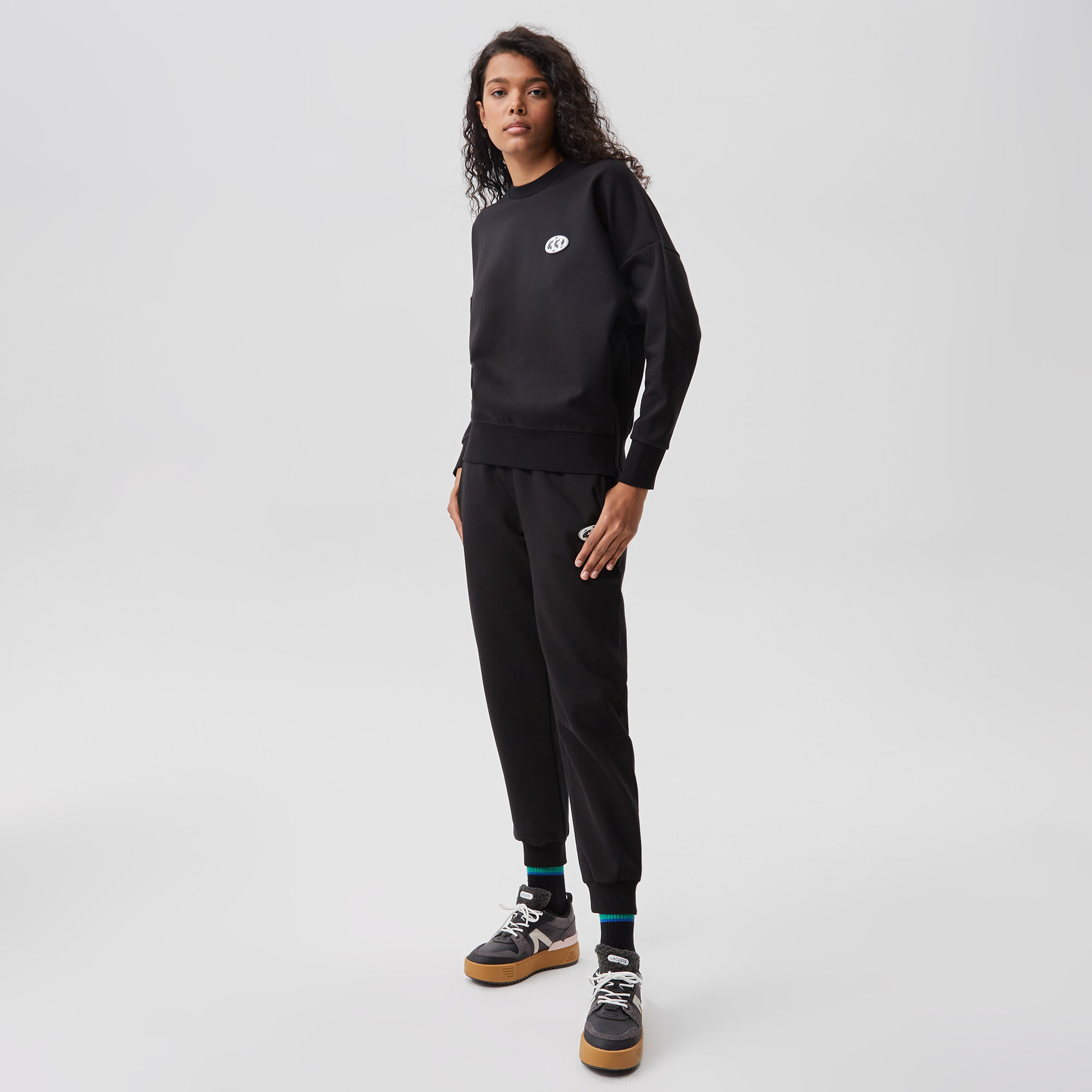 Kadın Slim Fit Baskılı Siyah Eşofman Altı