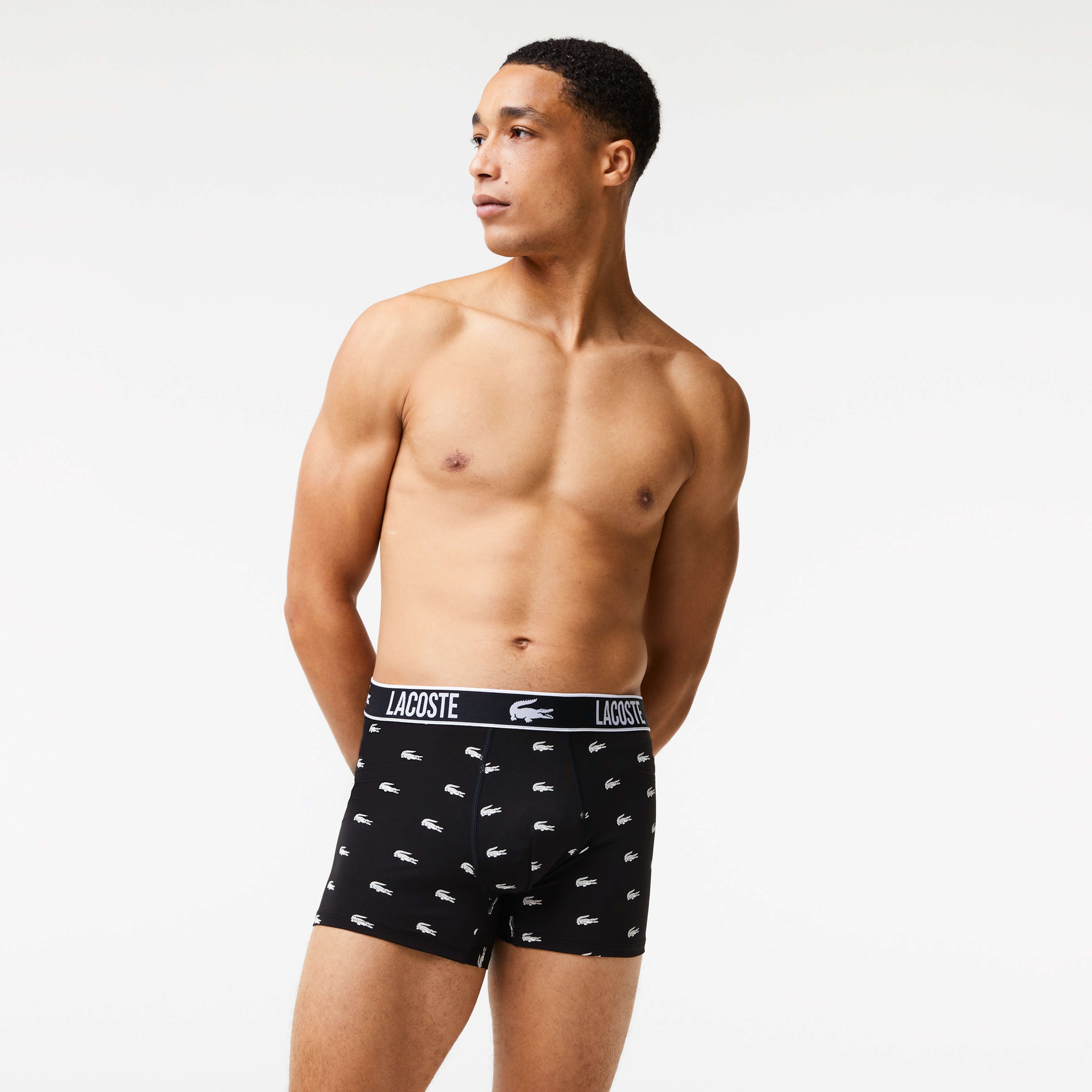 Lacoste Active Erkek Desenli 3'lü Siyah Boxer