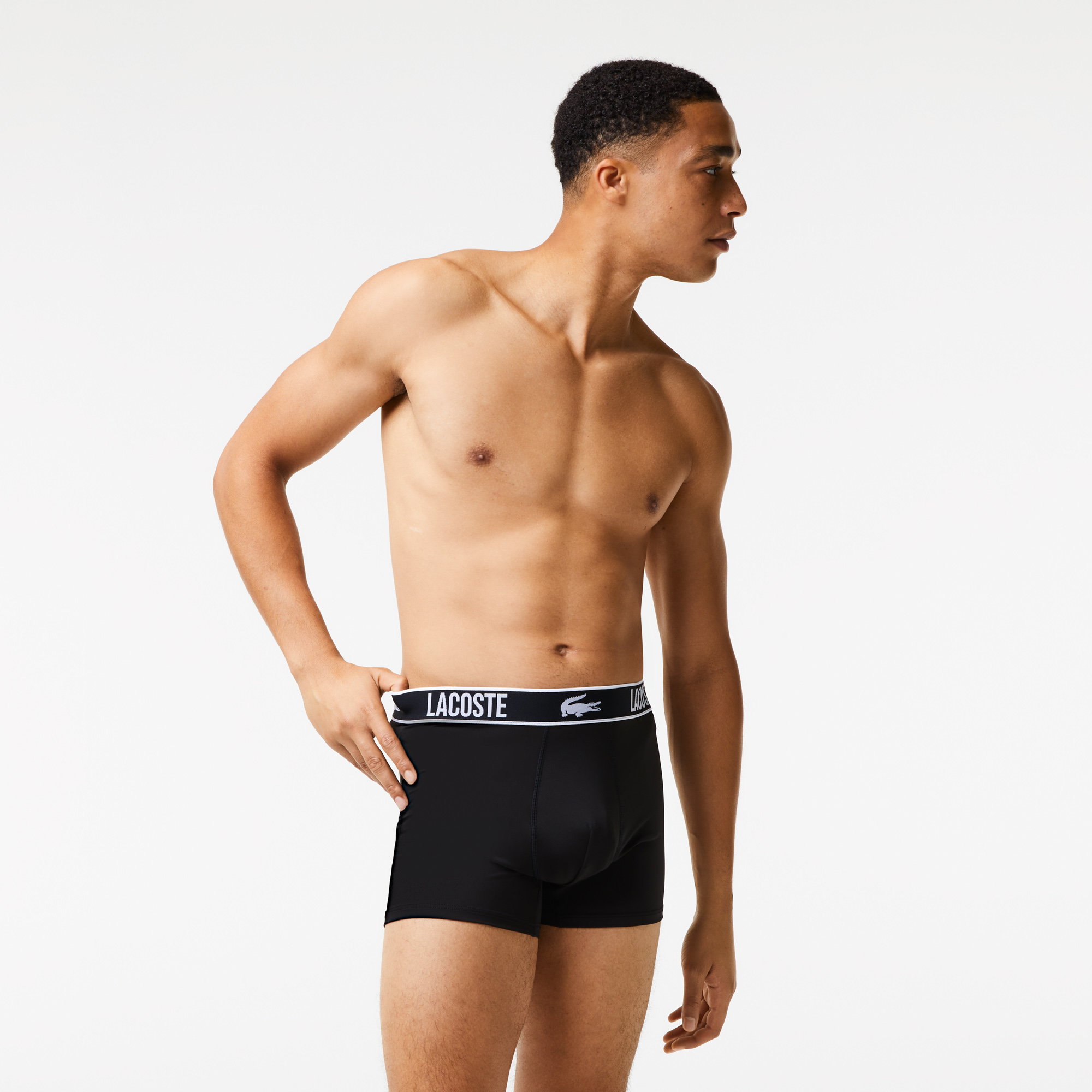 Lacoste Active Erkek Desenli 3'lü Siyah Boxer