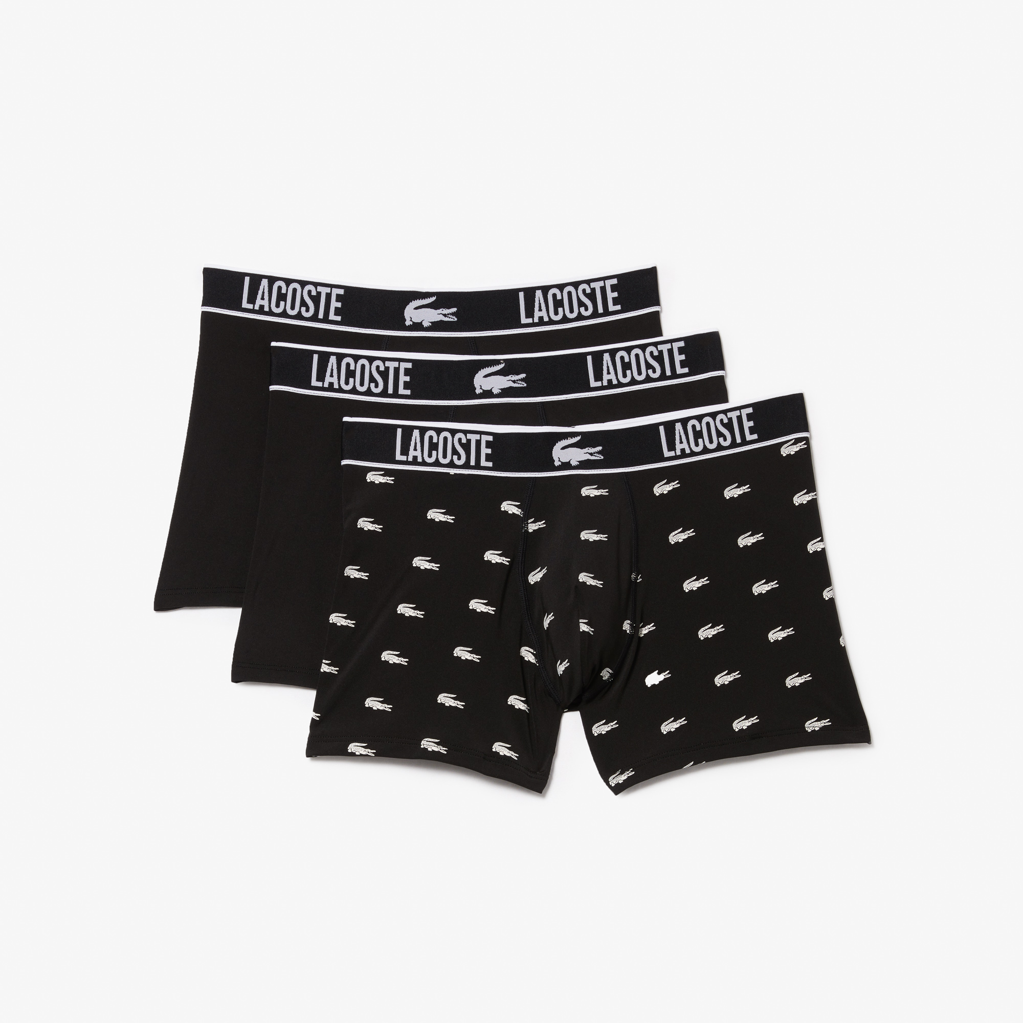 Lacoste Active Erkek Desenli 3'lü Siyah Boxer