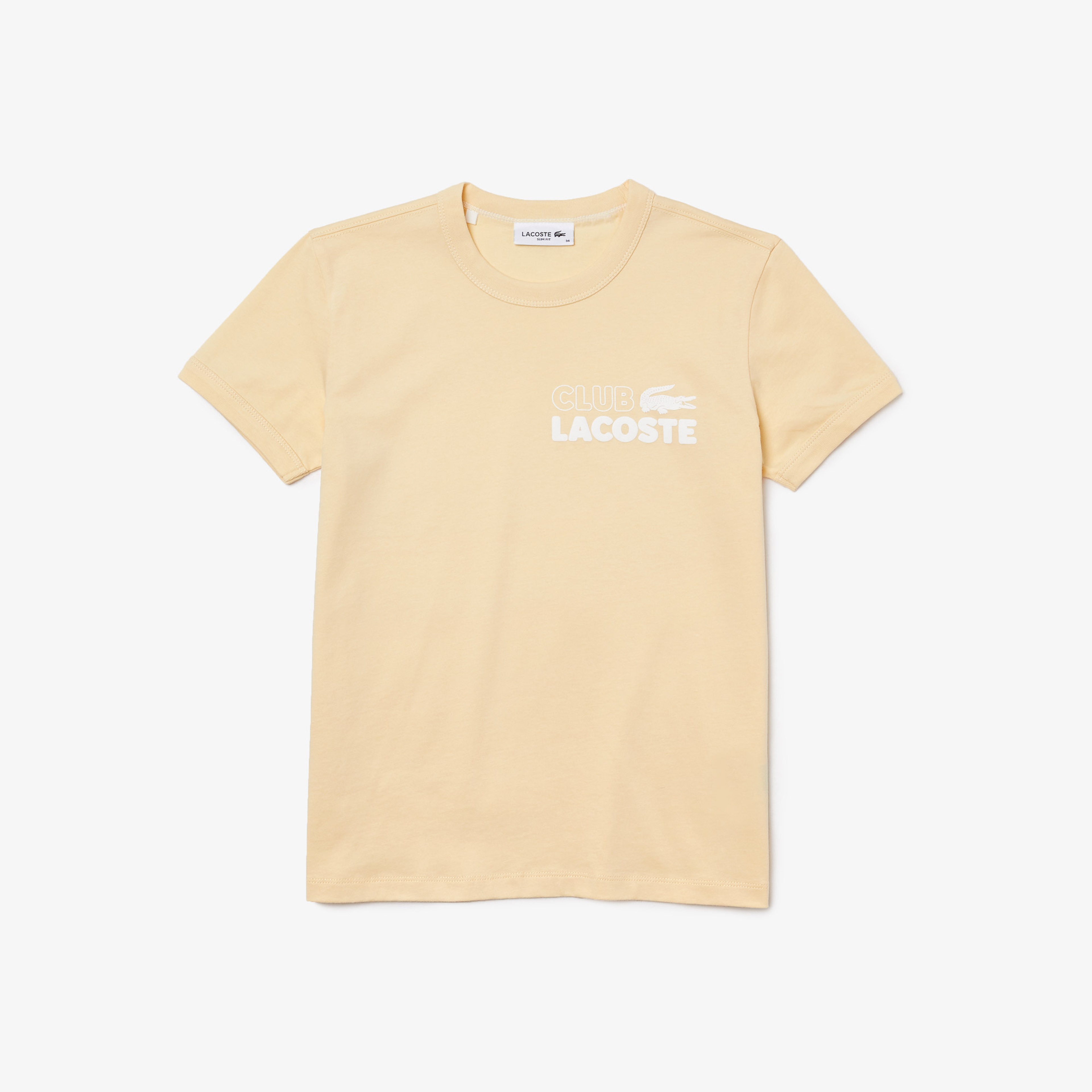 Kadın Slim Fit Bisiklet Yaka Organik Pamuk Baskılı Sarı T-Shirt