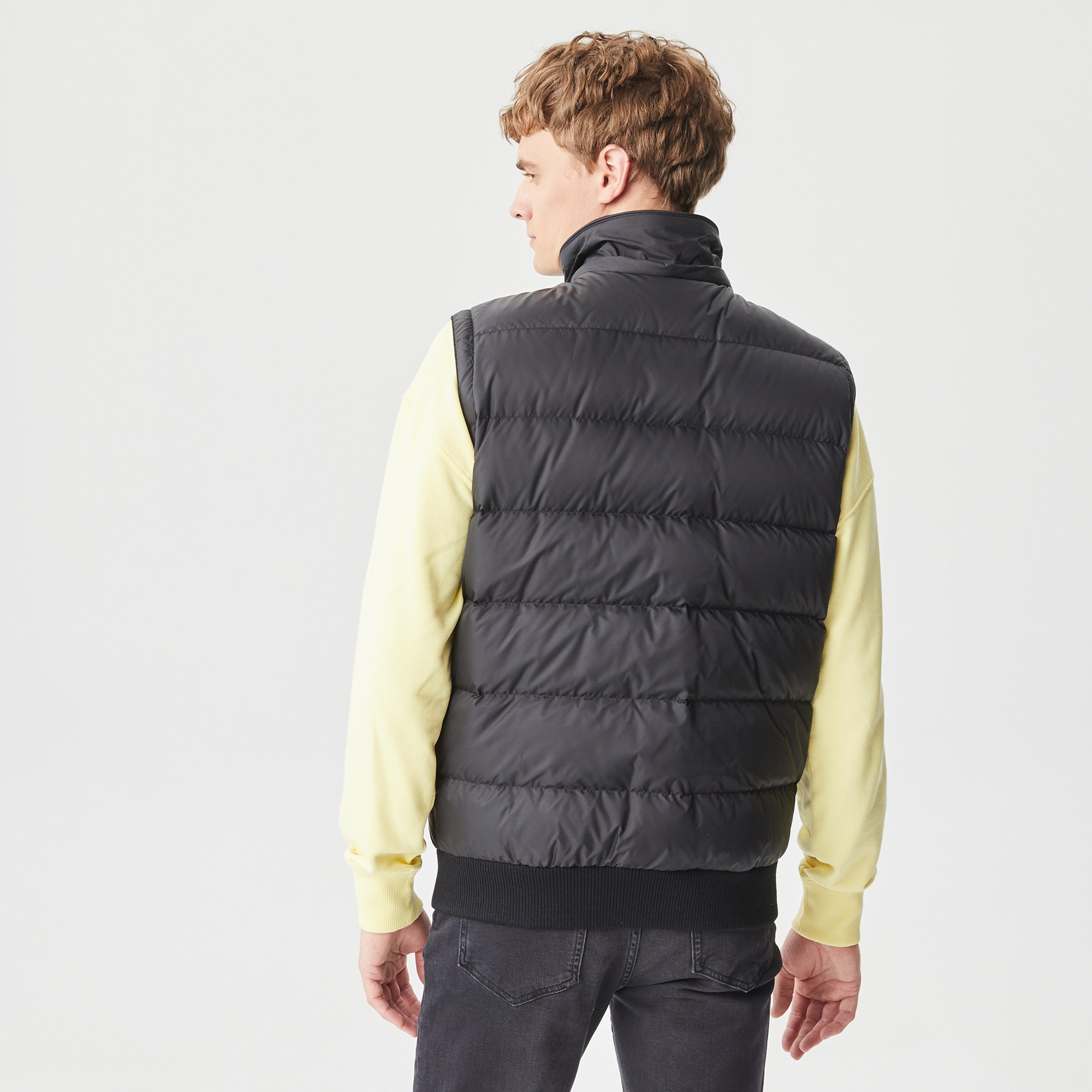 Lacoste Erkek Kapüşonlu Kapitone Renk Bloklu Siyah Mont
