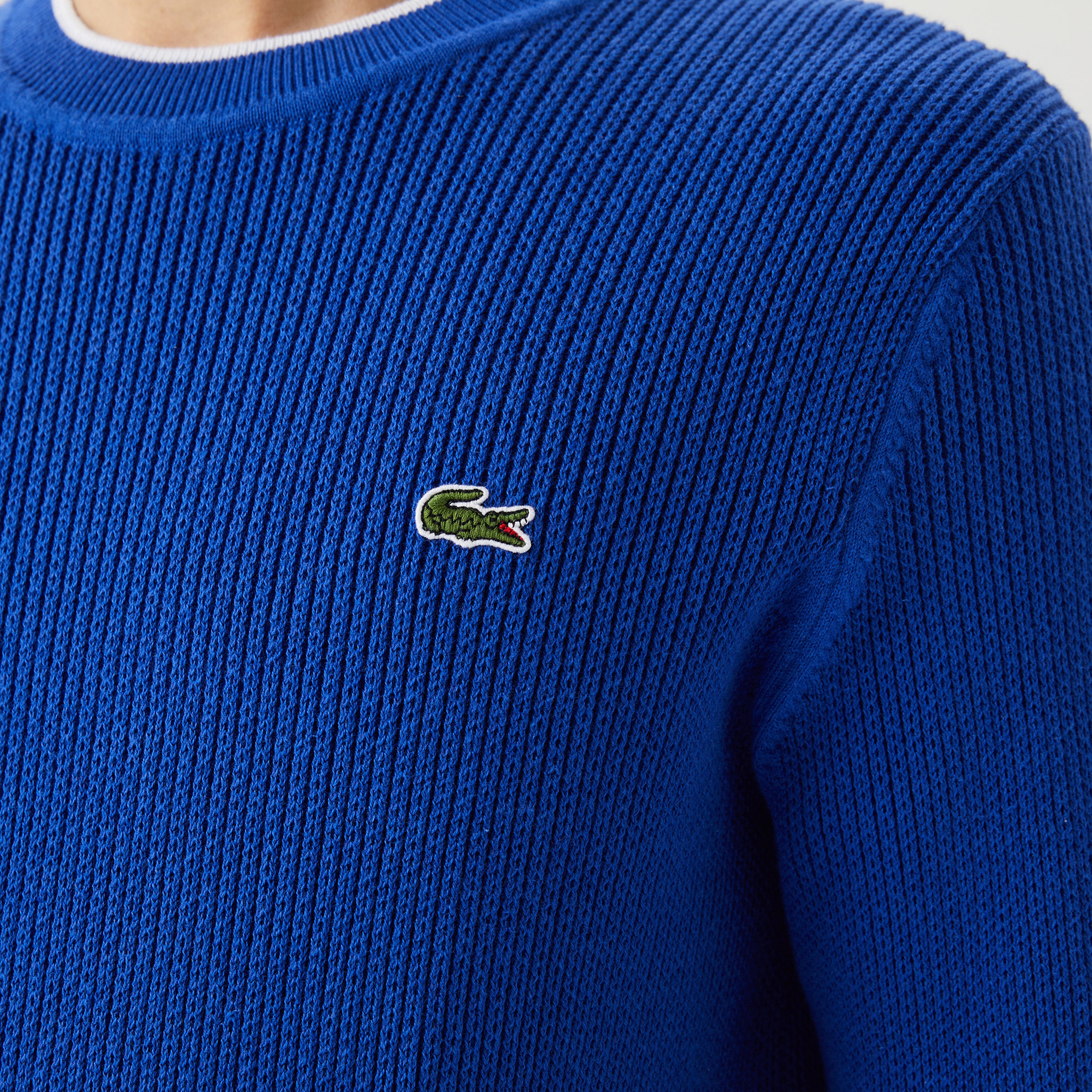 Lacoste Erkek Bisiklet Yaka Mavi Kazak