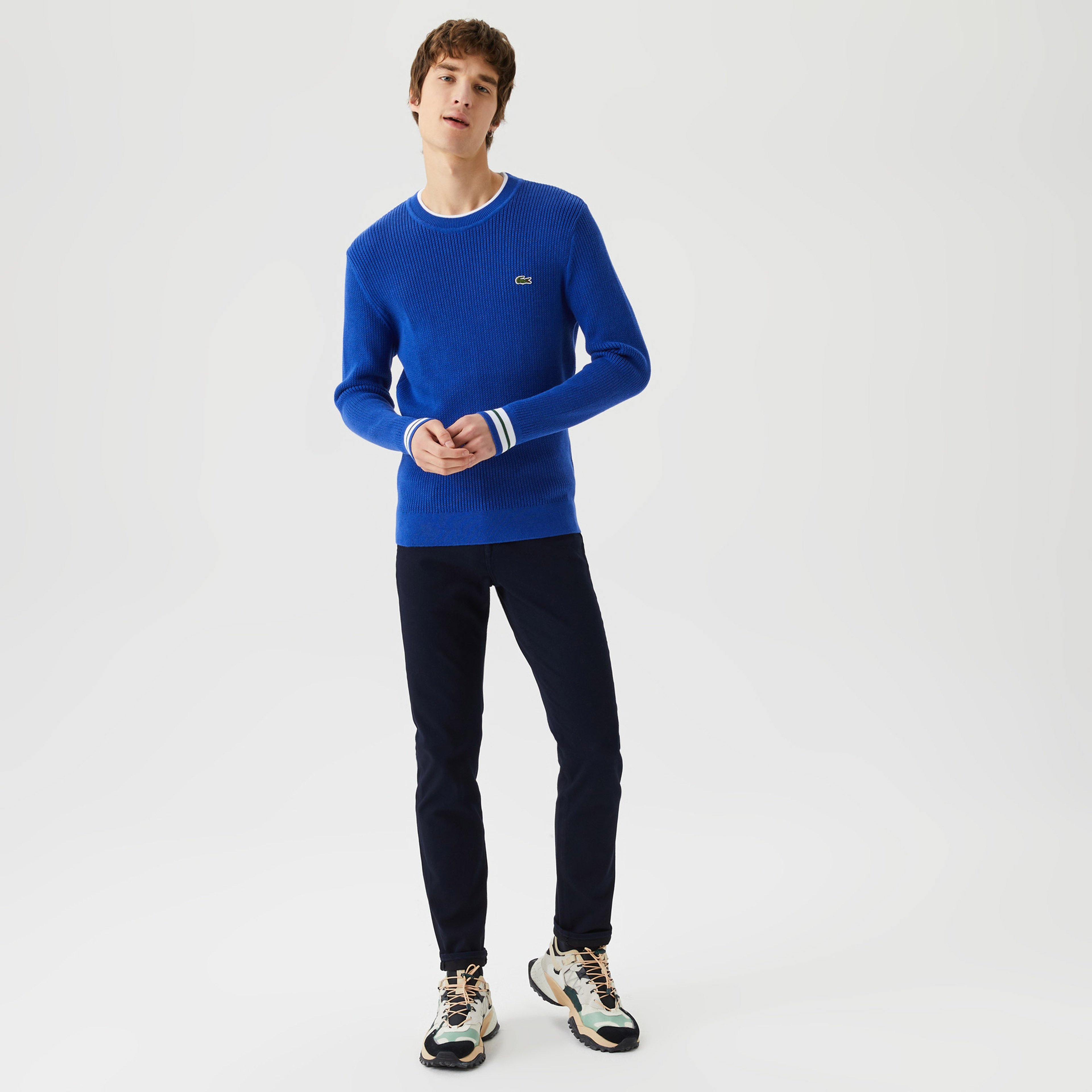 Lacoste Erkek Bisiklet Yaka Mavi Kazak