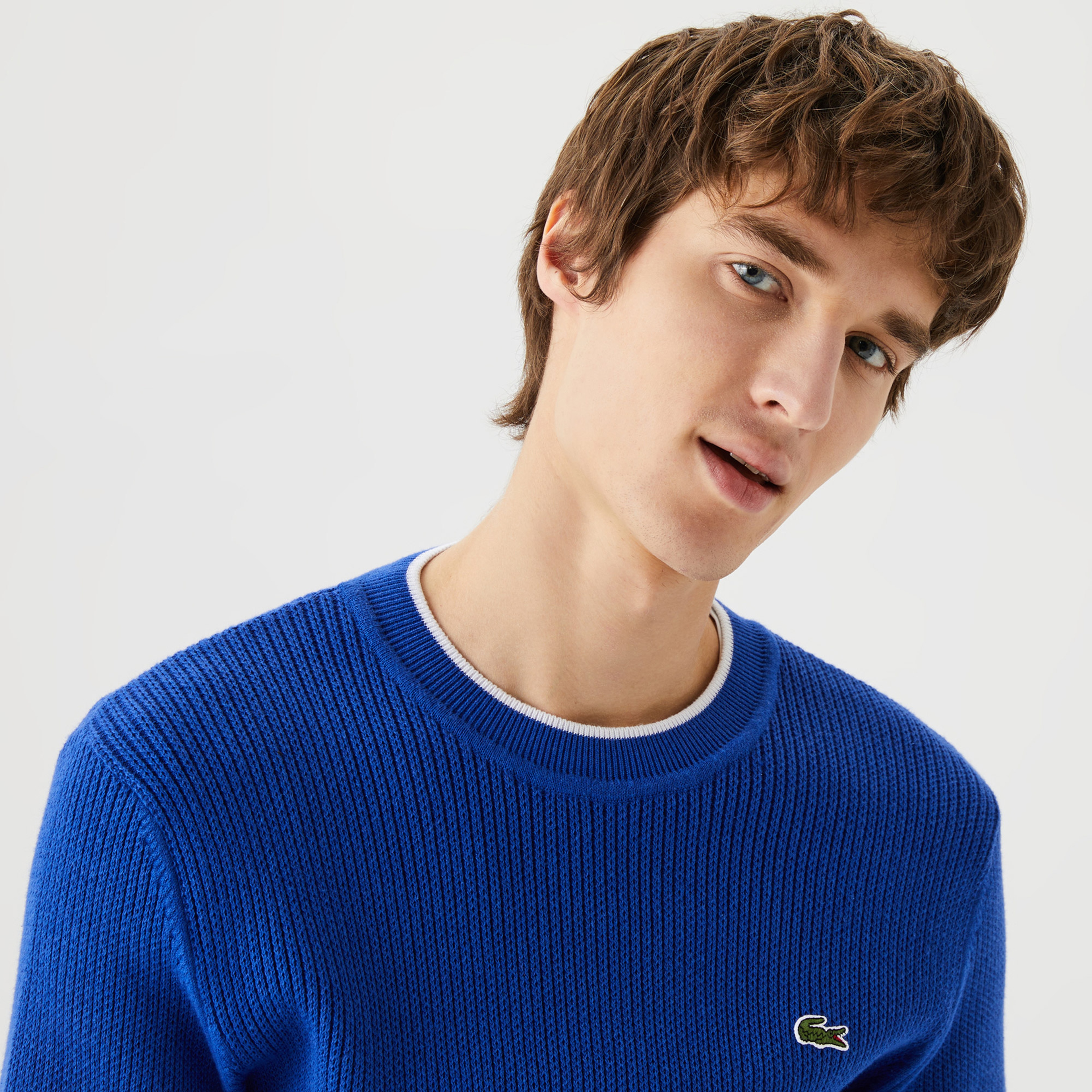 Lacoste Erkek Bisiklet Yaka Mavi Kazak