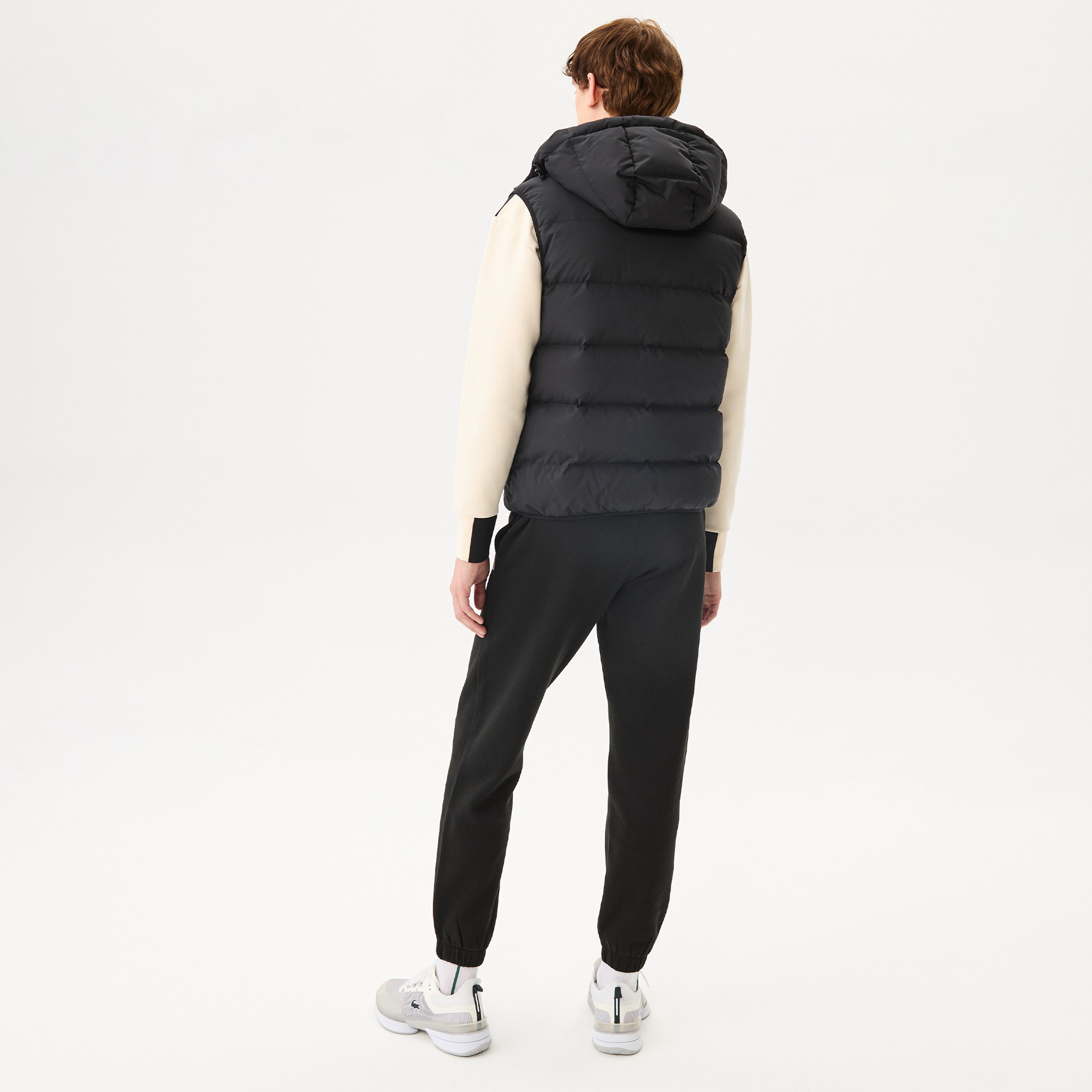 Lacoste Erkek Kapüşonlu Kapitone Siyah Şişme Yelek