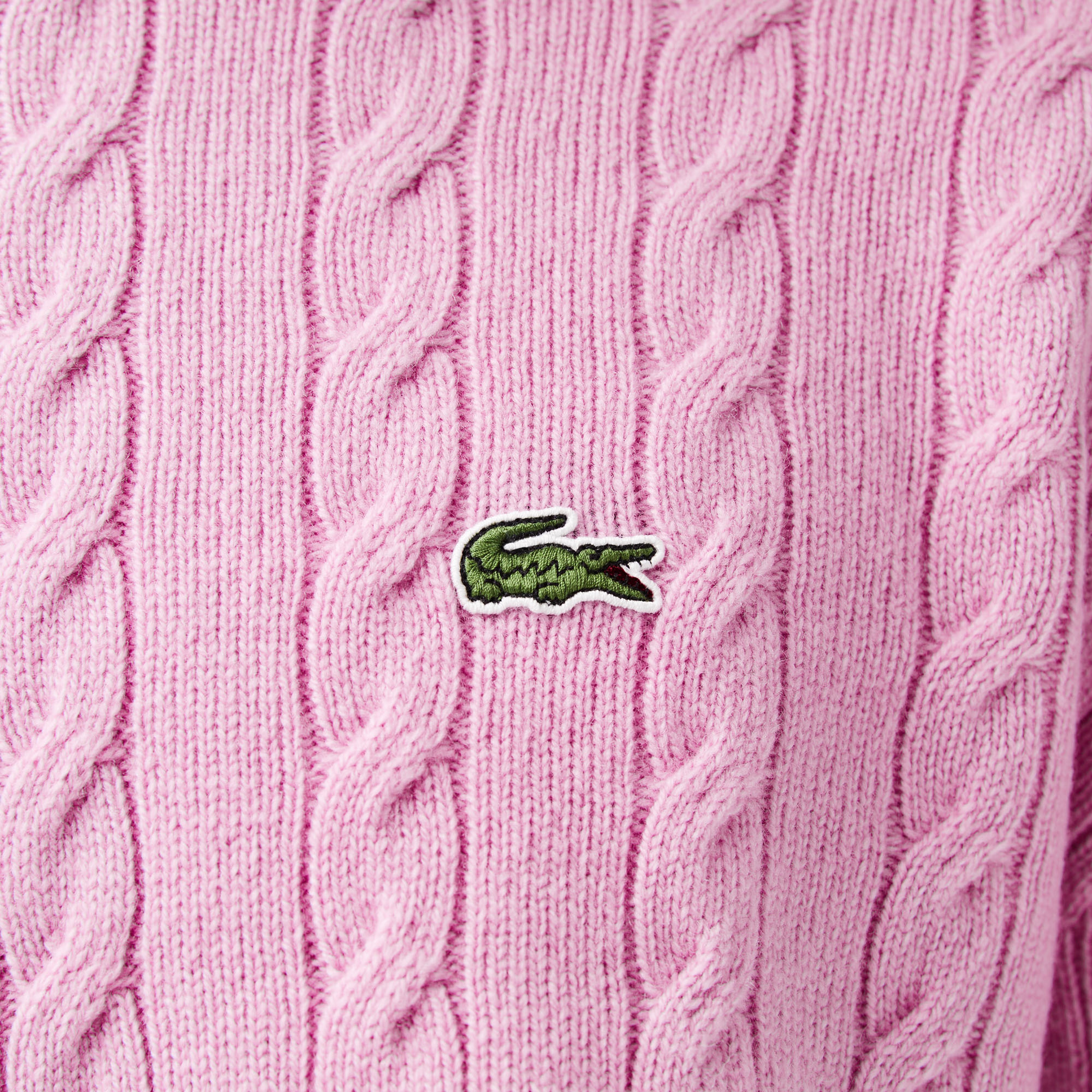 Lacoste Erkek Bisiklet Yaka Çizgili Yün Pembe Kazak