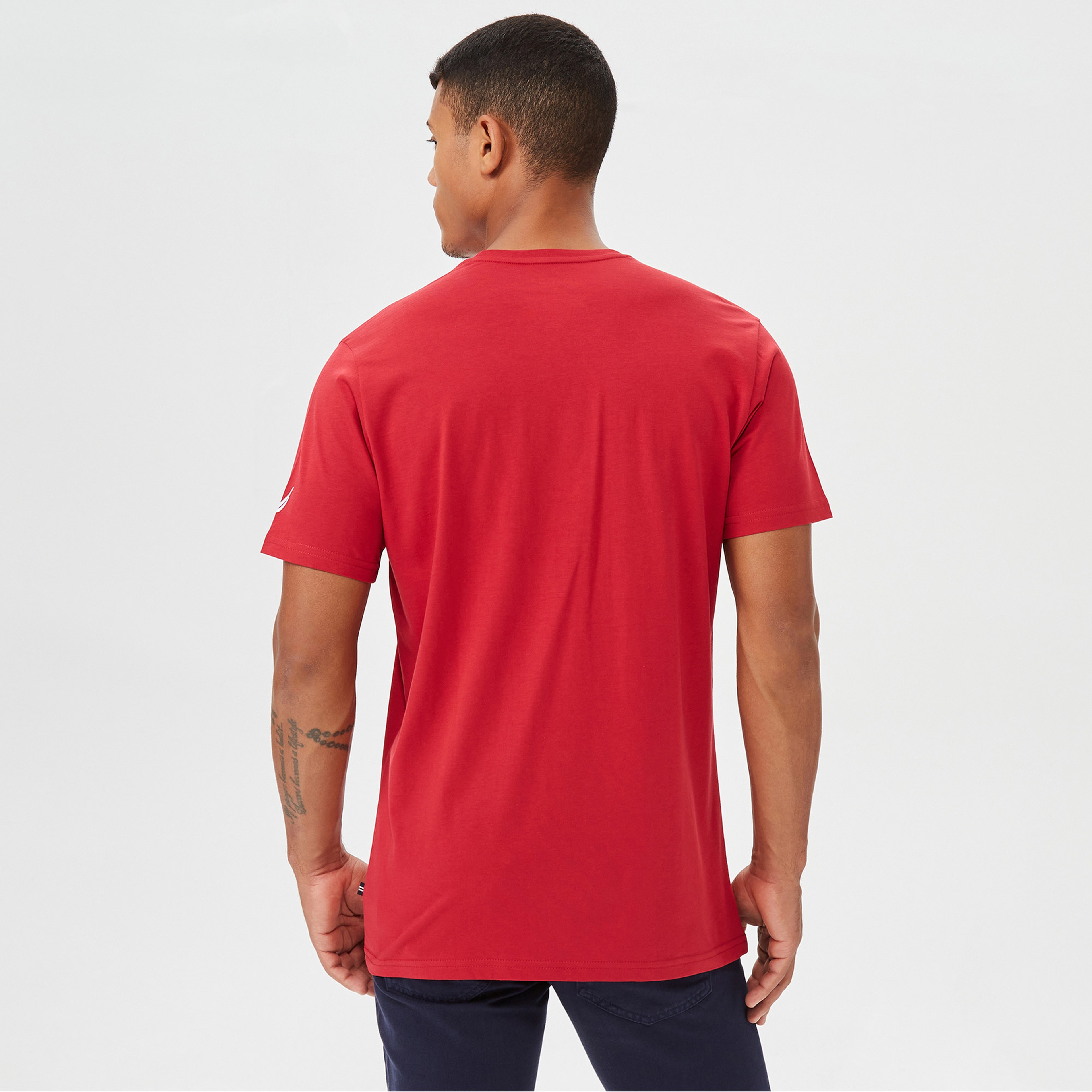 NAUTICA ERKEK KIRMIZI BASKILI STANDART FIT KISA KOLLU T-SHIRT