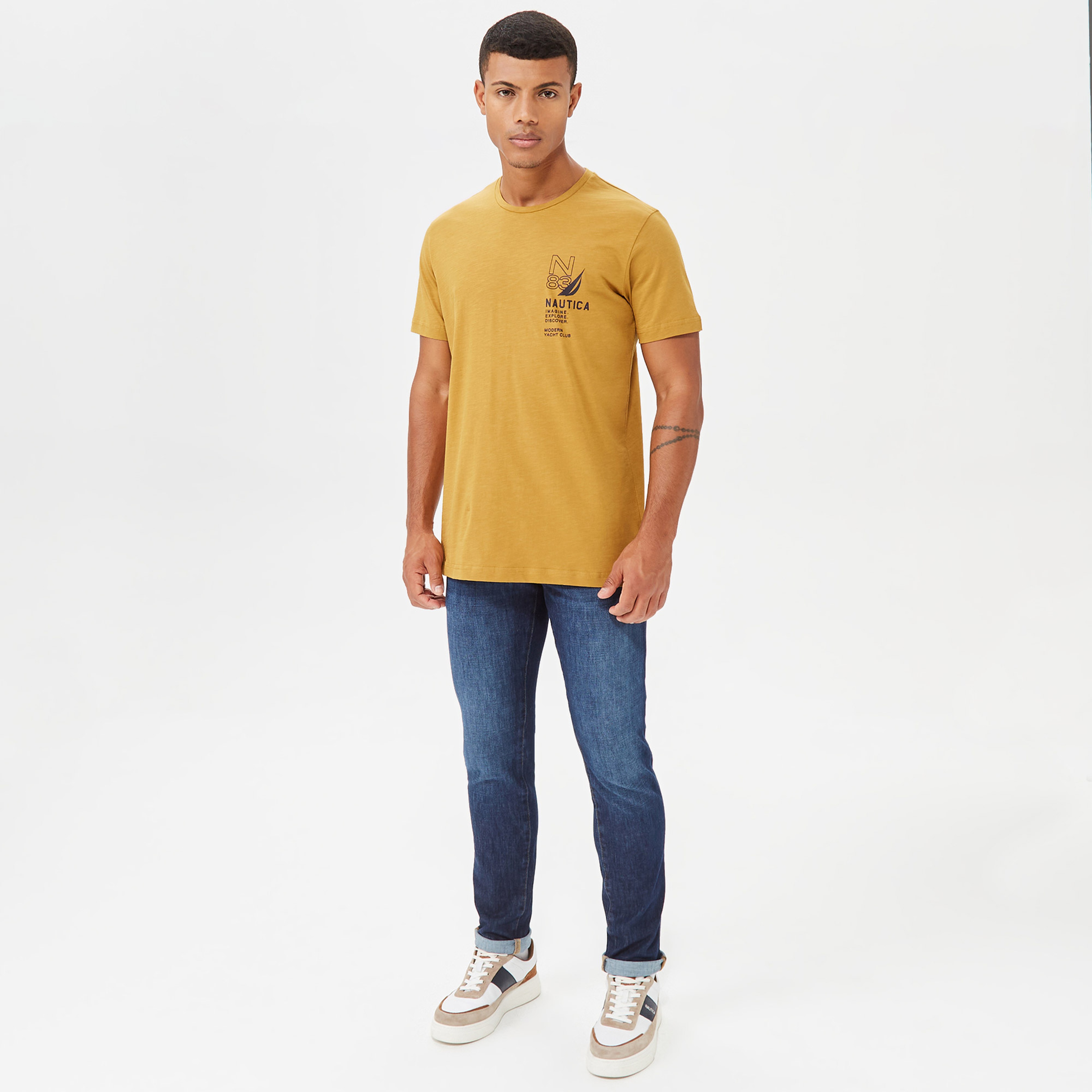 NAUTICA ERKEK HARDAL STANDART FIT BASKILI KISA KOLLU T-SHIRT