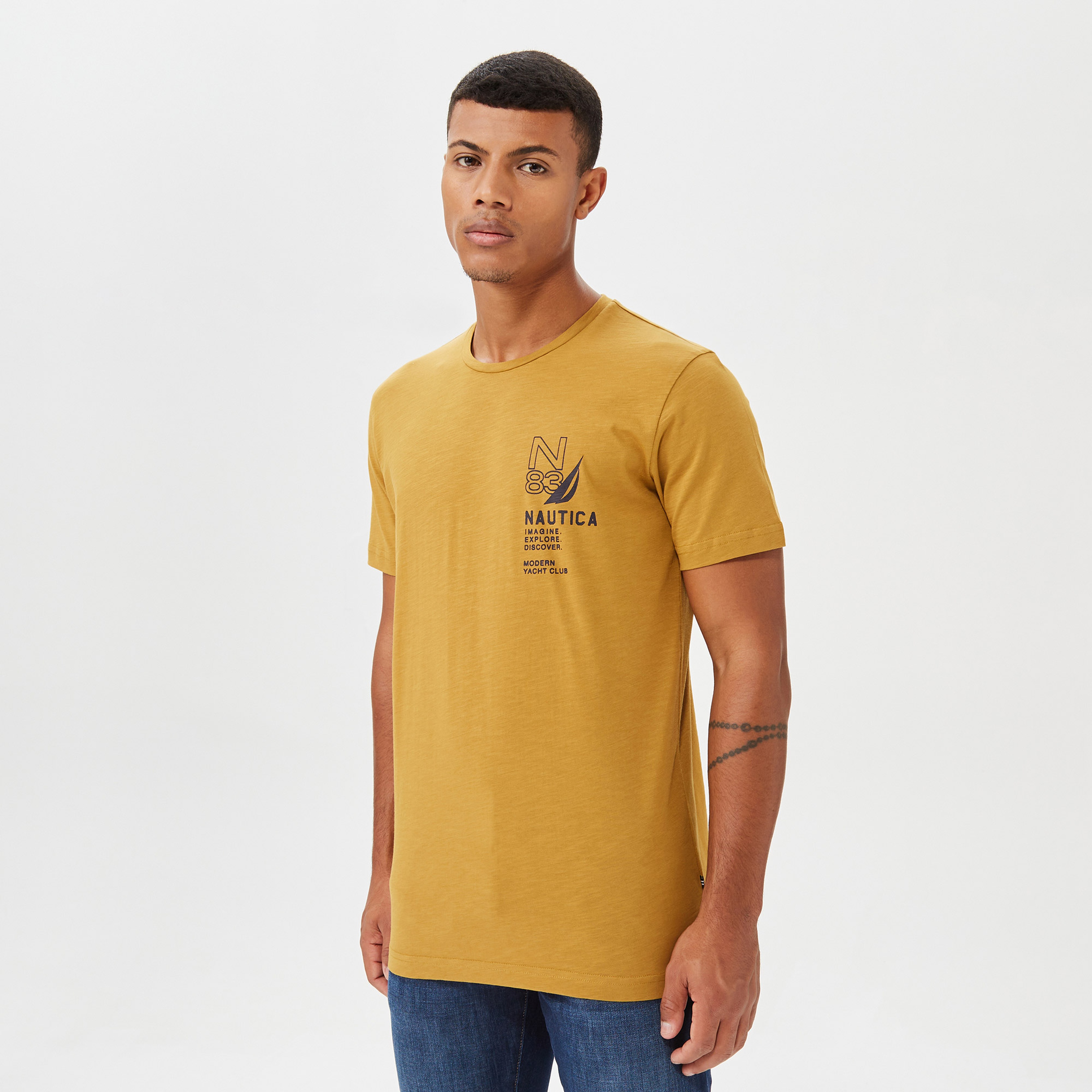 NAUTICA ERKEK HARDAL STANDART FIT BASKILI KISA KOLLU T-SHIRT