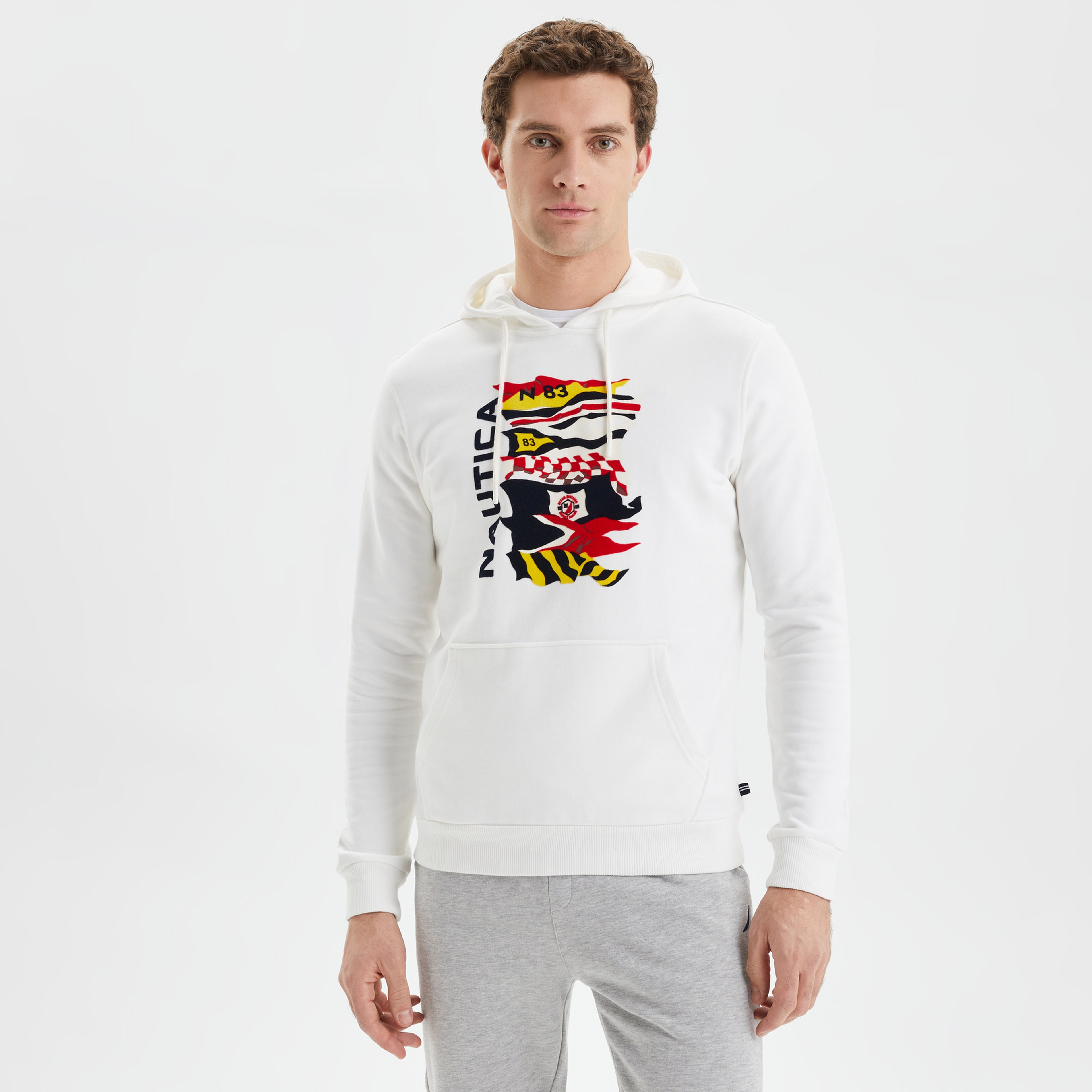 NAUTICA ERKEK BEYAZ STANDART FIT SWEATSHIRT